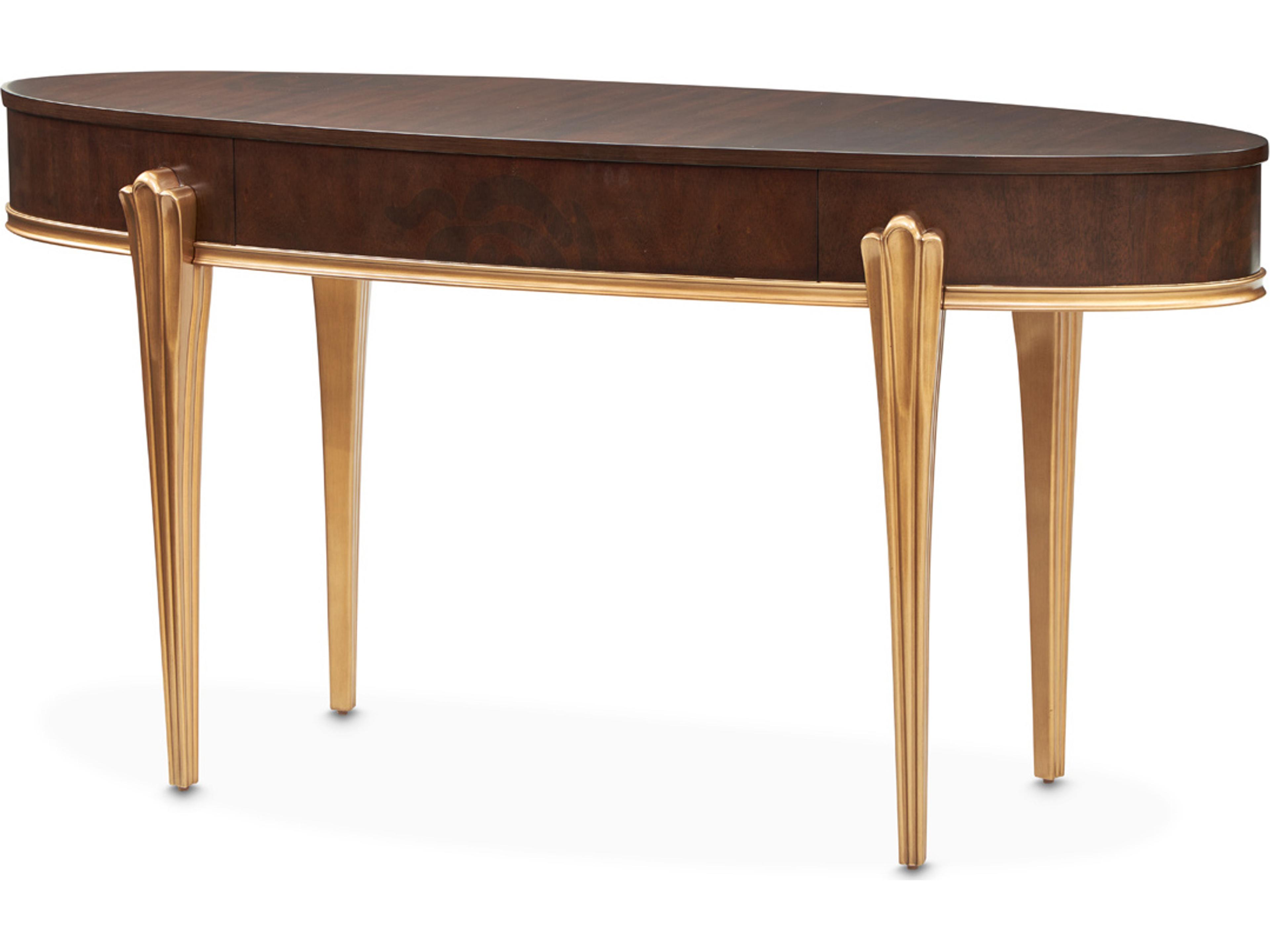 Luxecor Gilded Warm Pecan Poplar Wood Vanity Table
