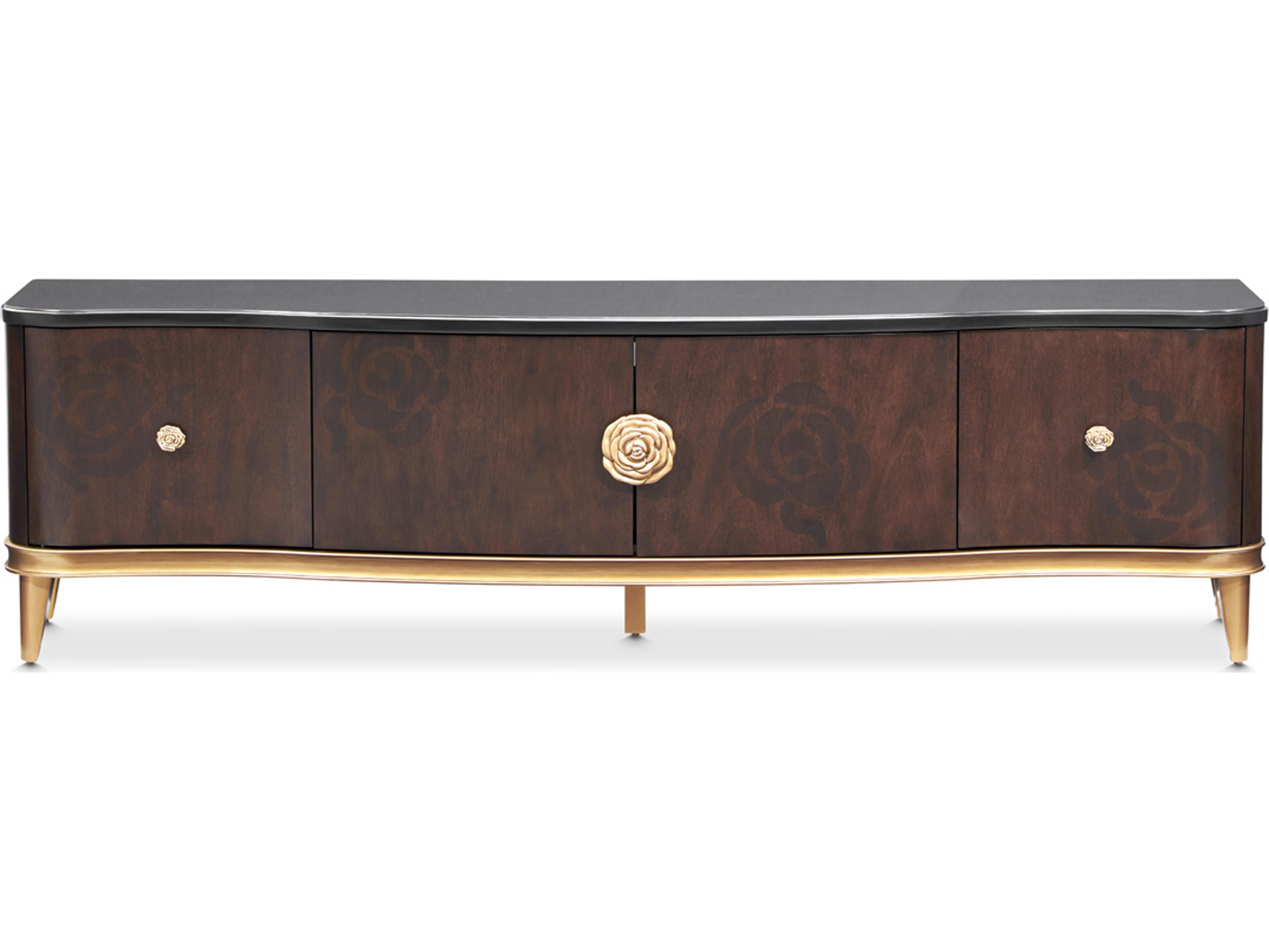 Camellia Field 78" Poplar Wood Warm Pecan Media Console