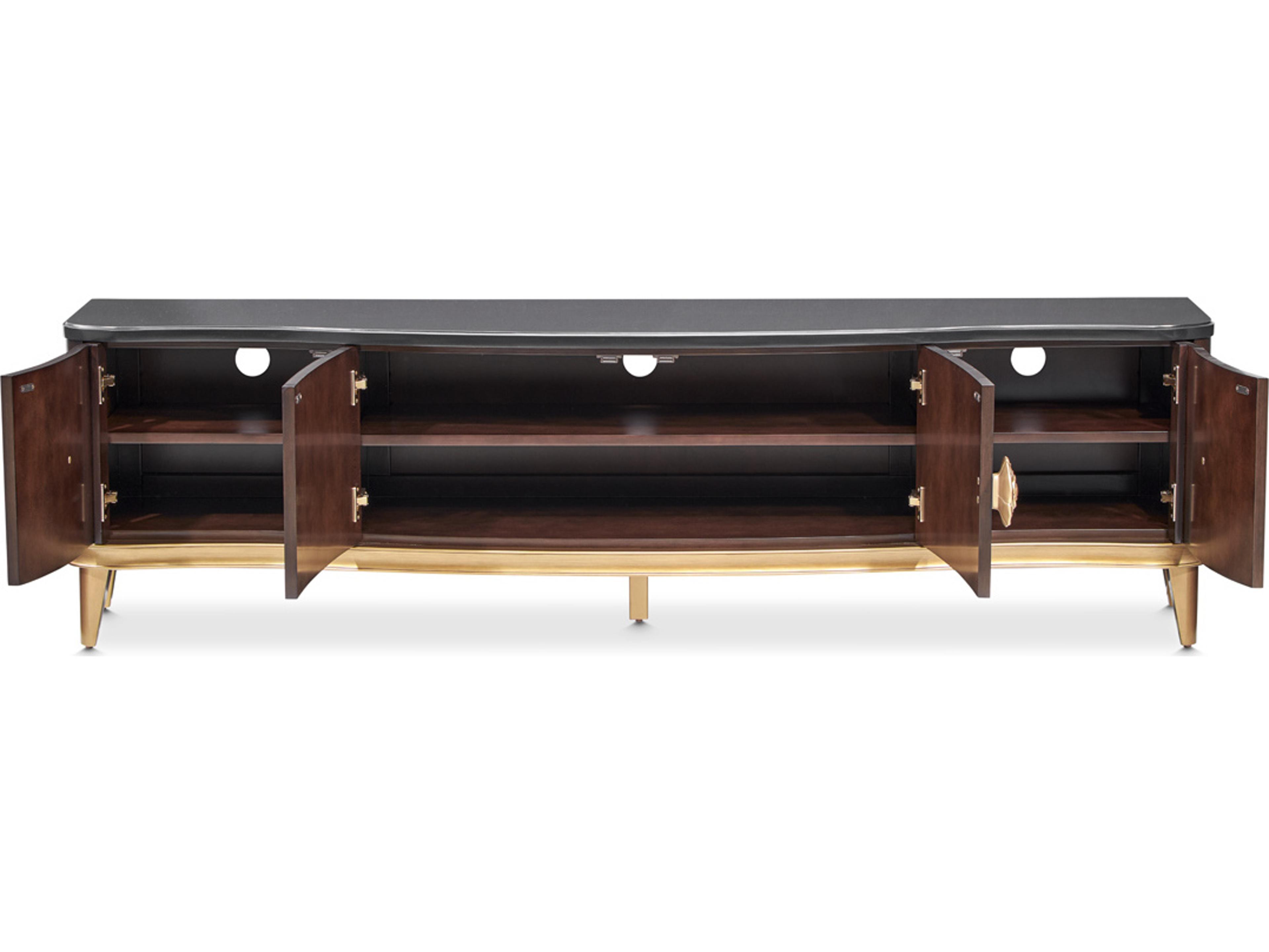 Luxecor Gilded 78" Poplar Wood Warm Pecan Media Console