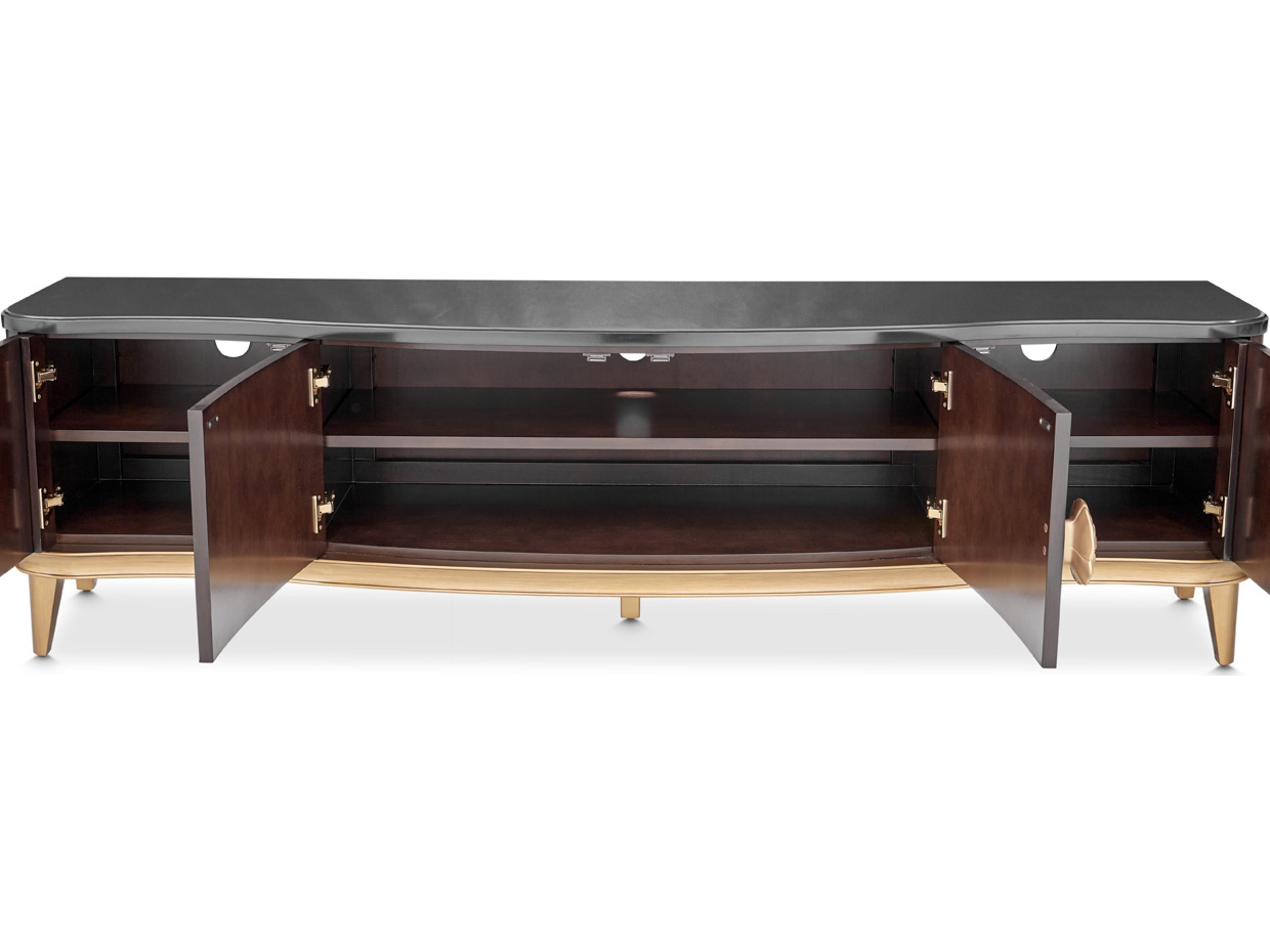 Luxecor Gilded 78" Poplar Wood Warm Pecan Media Console