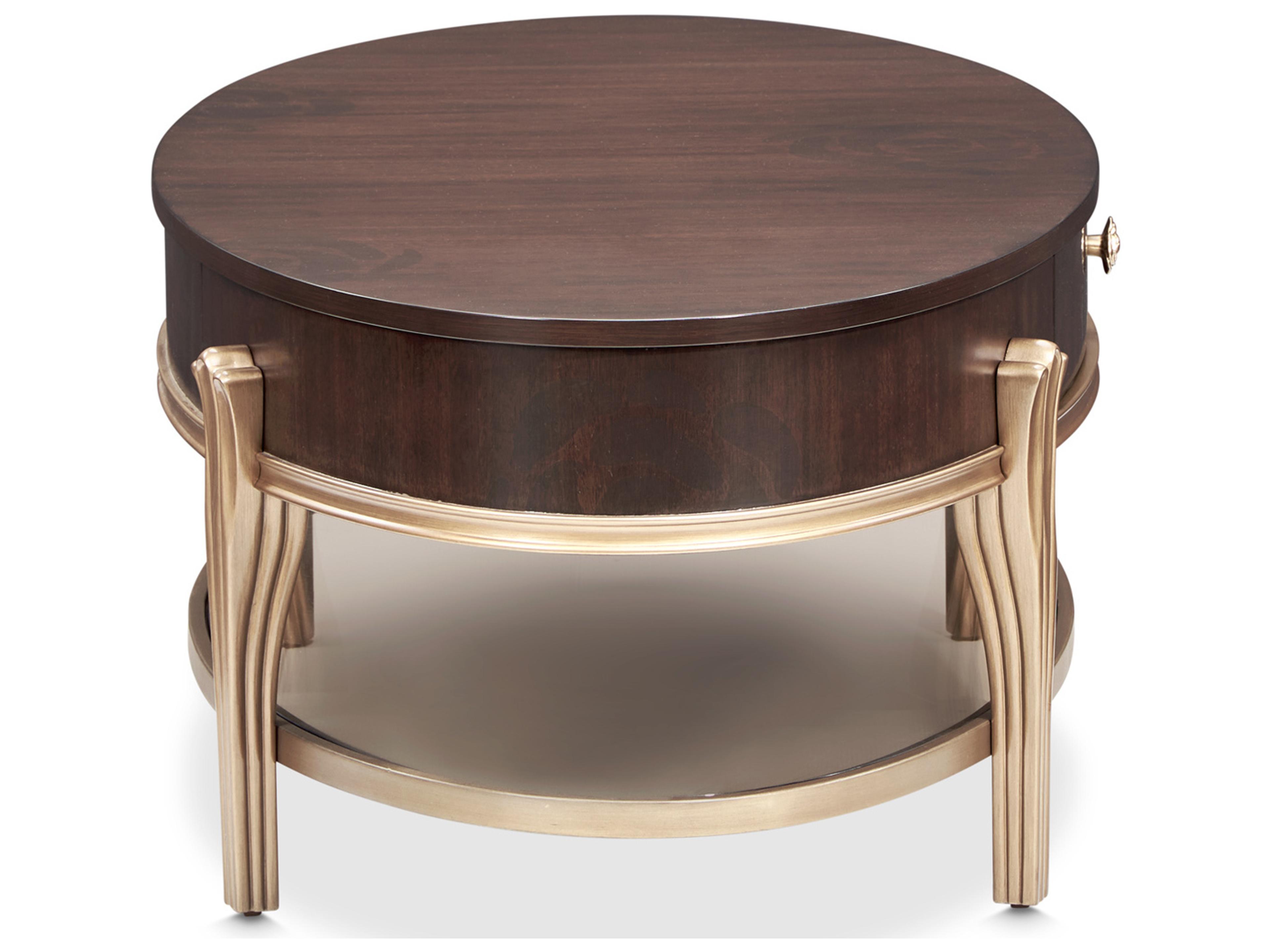 Luxecor Gilded Oval Wood Warm Pecan Coffee Table