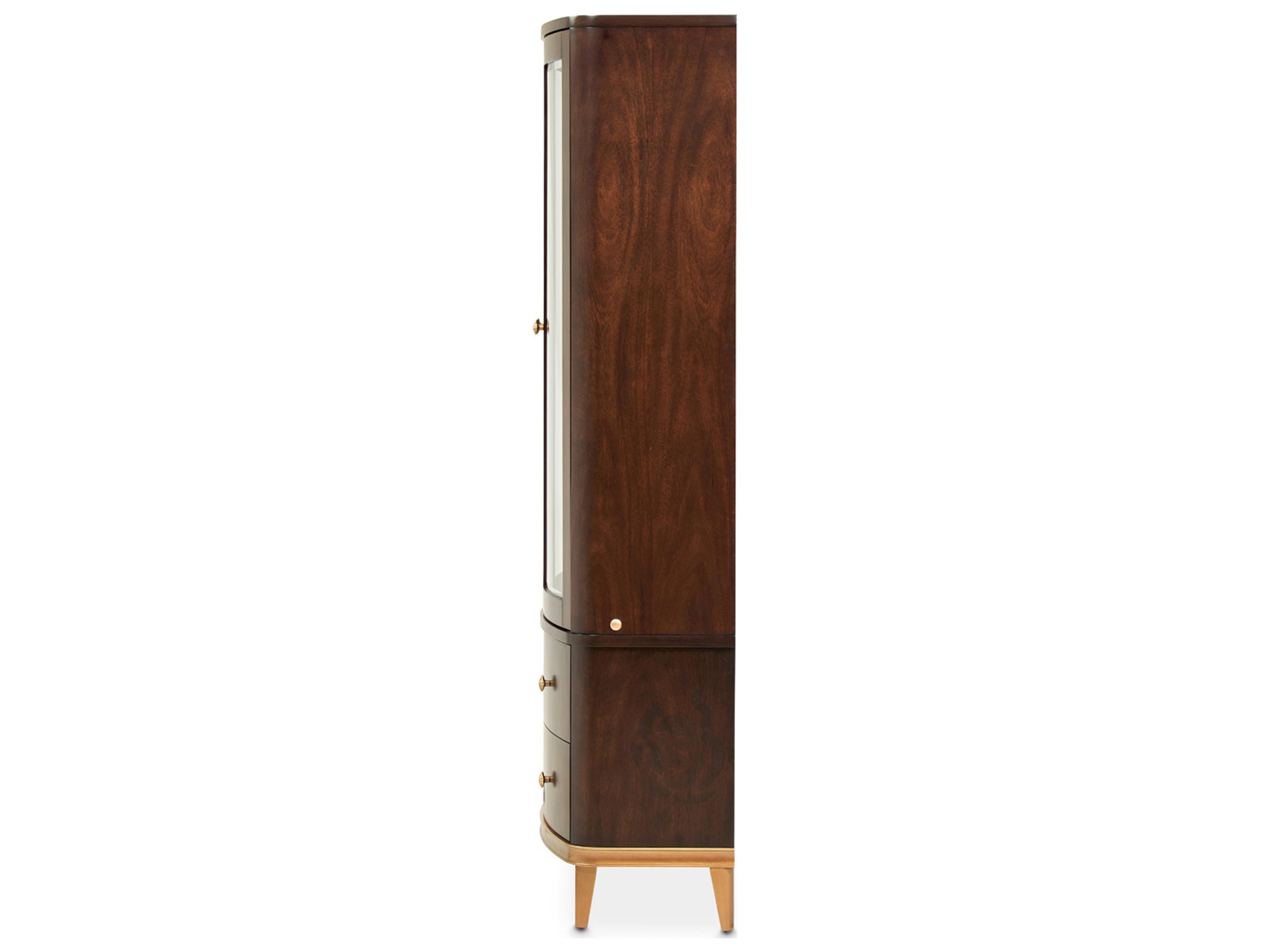 Luxecor Gilded Poplar Wood Warm Pecan Display Cabinet