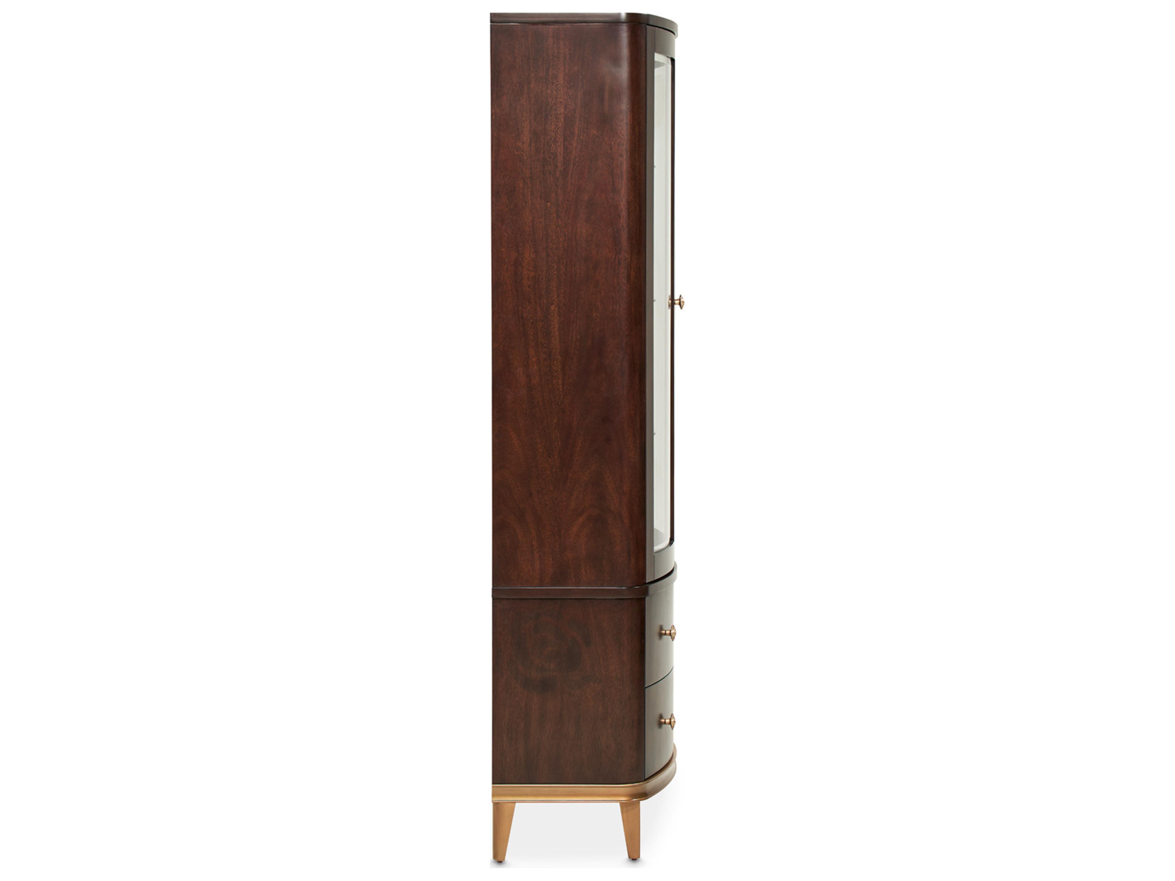 Luxecor Gilded Poplar Wood Warm Pecan Display Cabinet