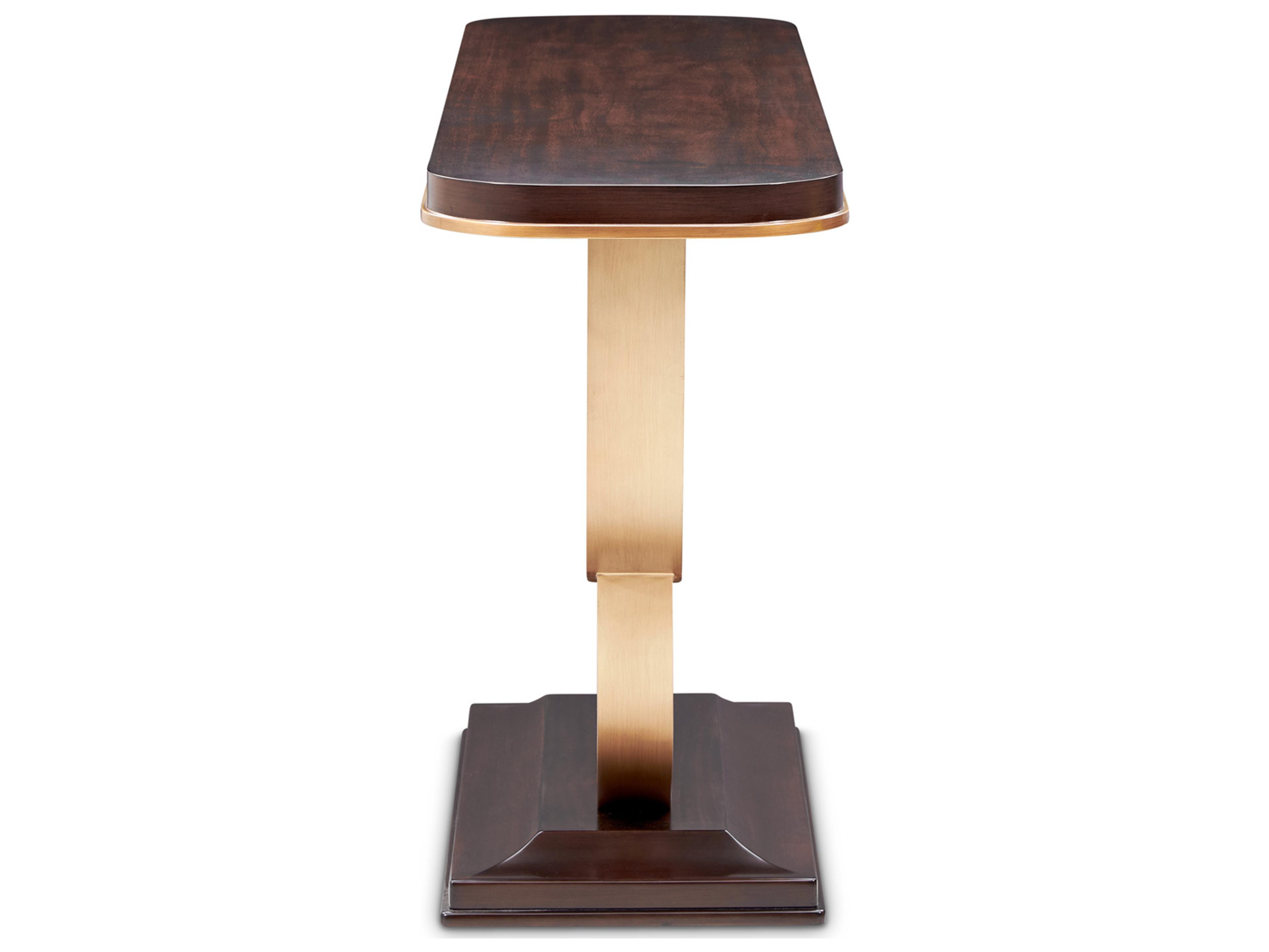 Luxecor Gilded Rectangular Wood Warm Pecan Console Table