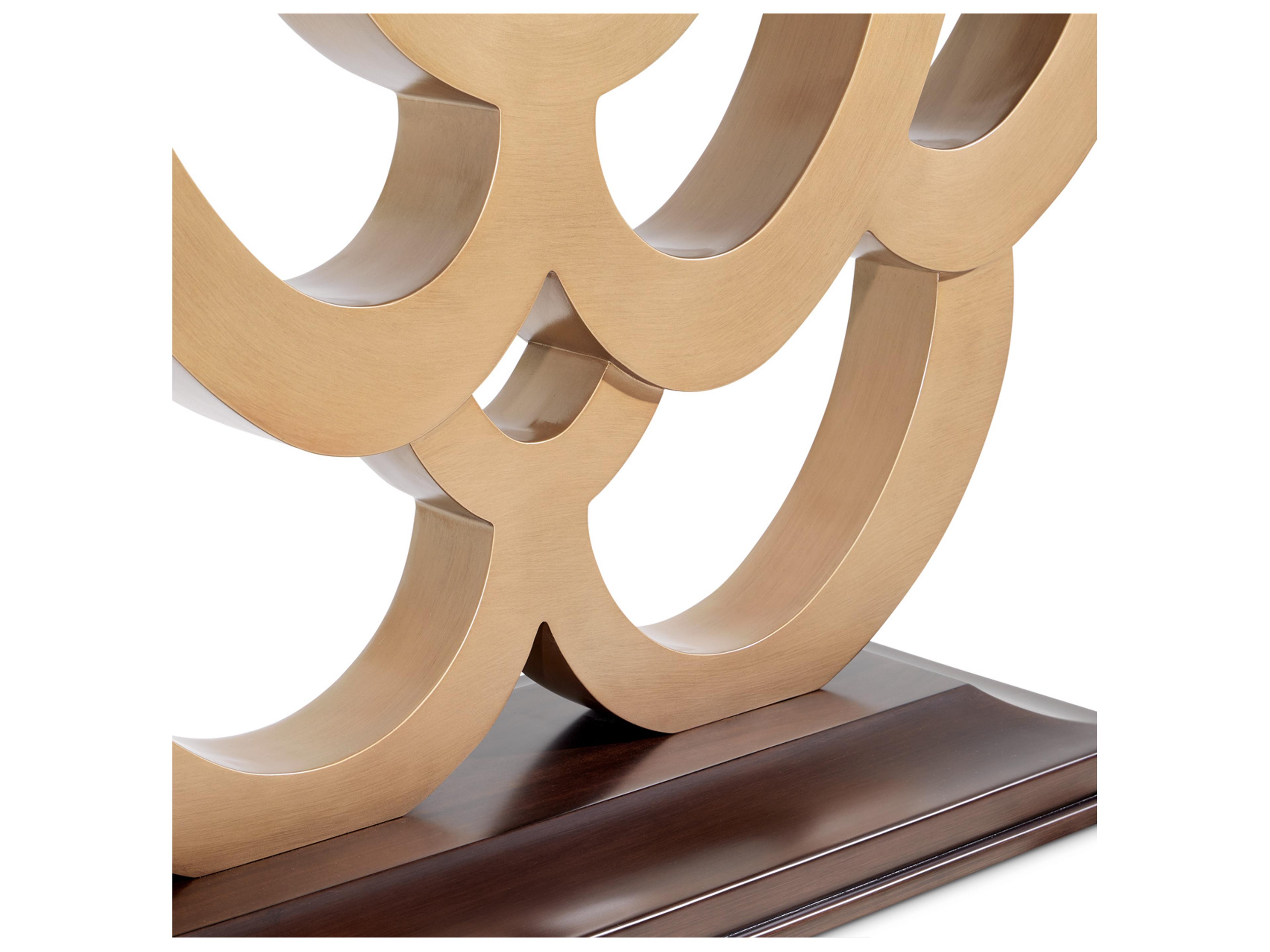 Luxecor Gilded Rectangular Wood Warm Pecan Console Table