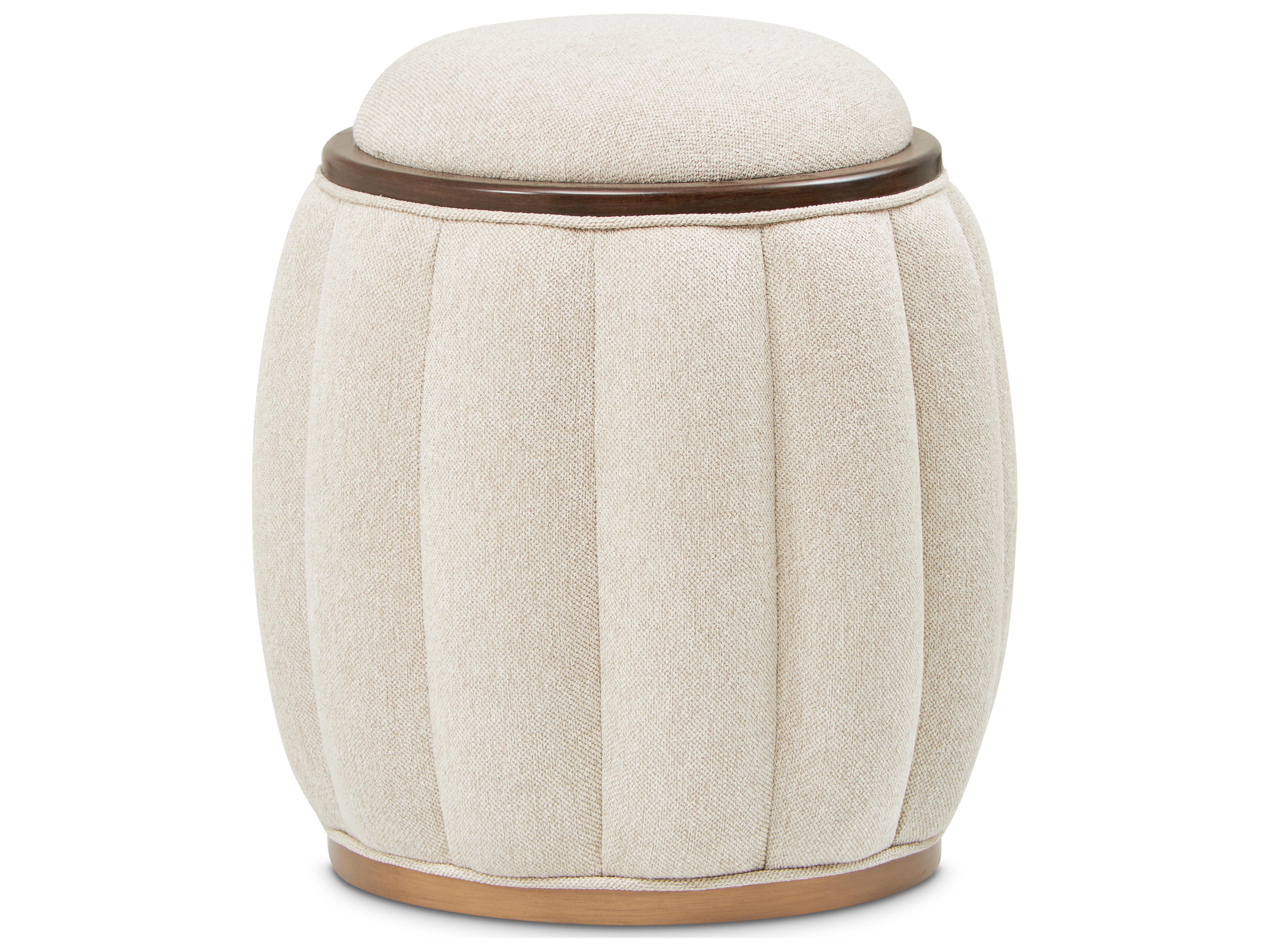 Camellia Field Warm Pecan Linen Beige Upholstered Accent Bench