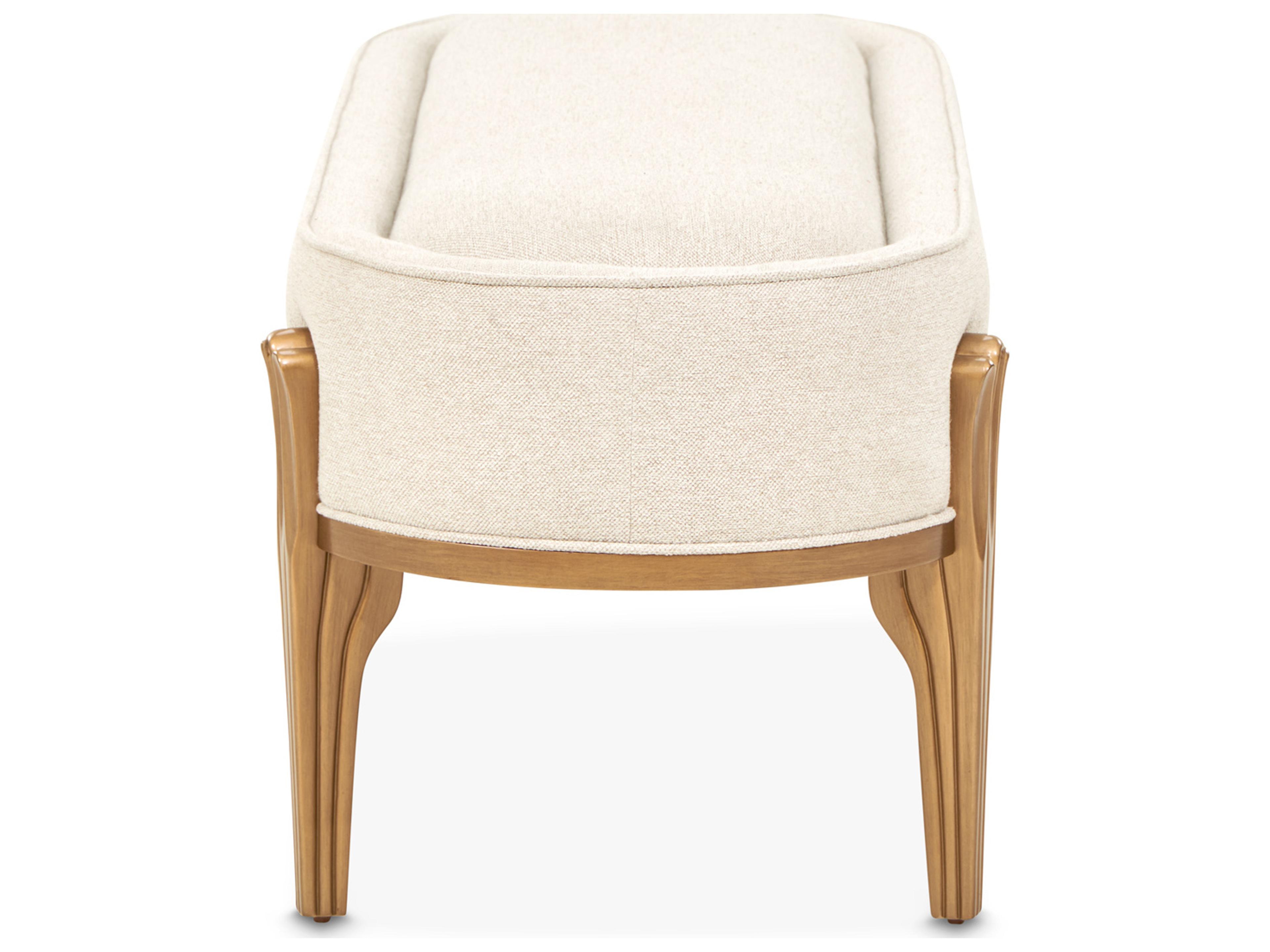 Luxecor Gilded Warm Pecan Linen Antique Gold Beige Upholstered Accent Bench
