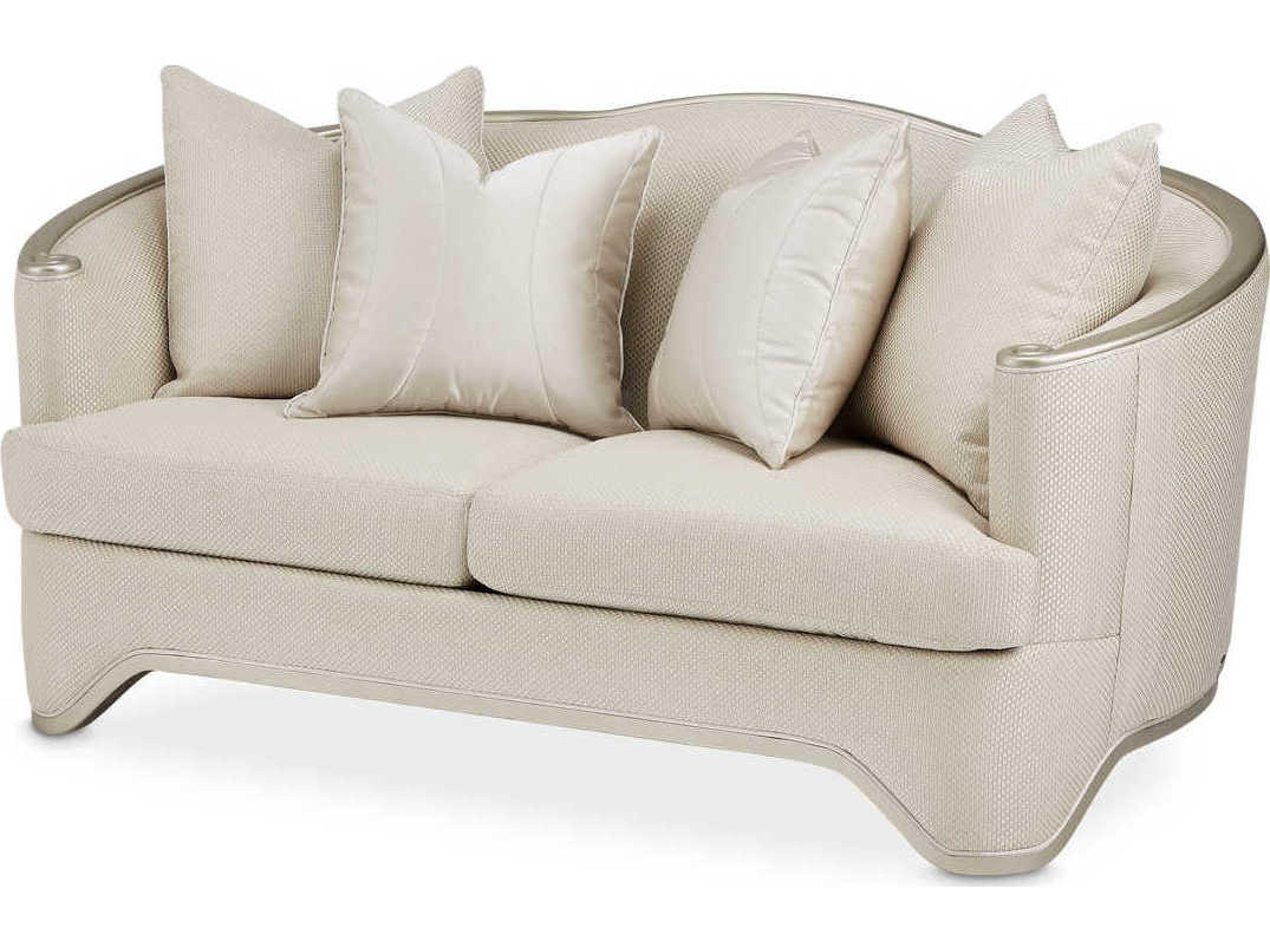London Place Light Champagne Loveseat with Platinum Trim