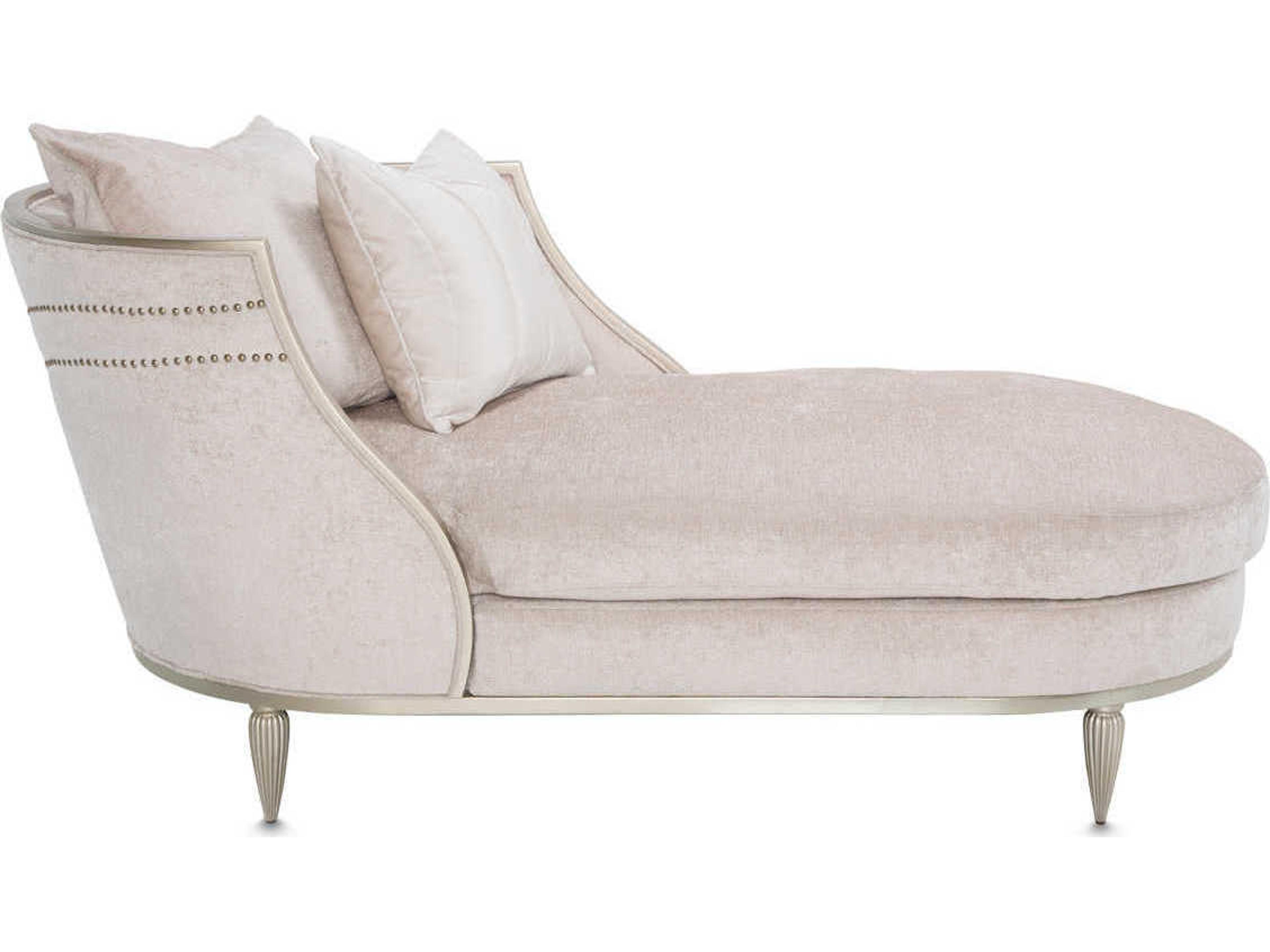 Gilded Parchment Beige Upholstered Chaise