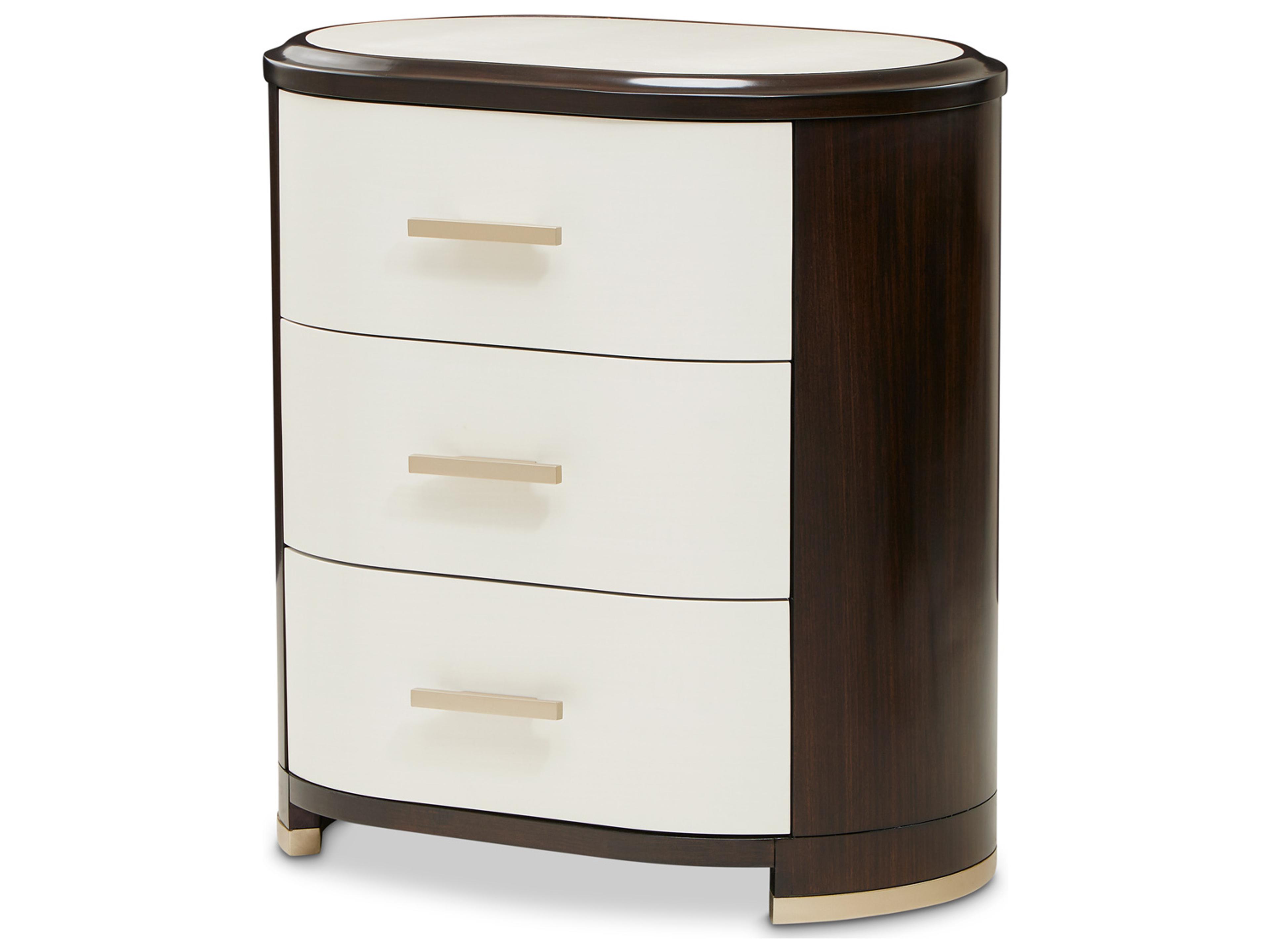 Paris Chic 3-Drawers Brown Beech Wood Nightstand