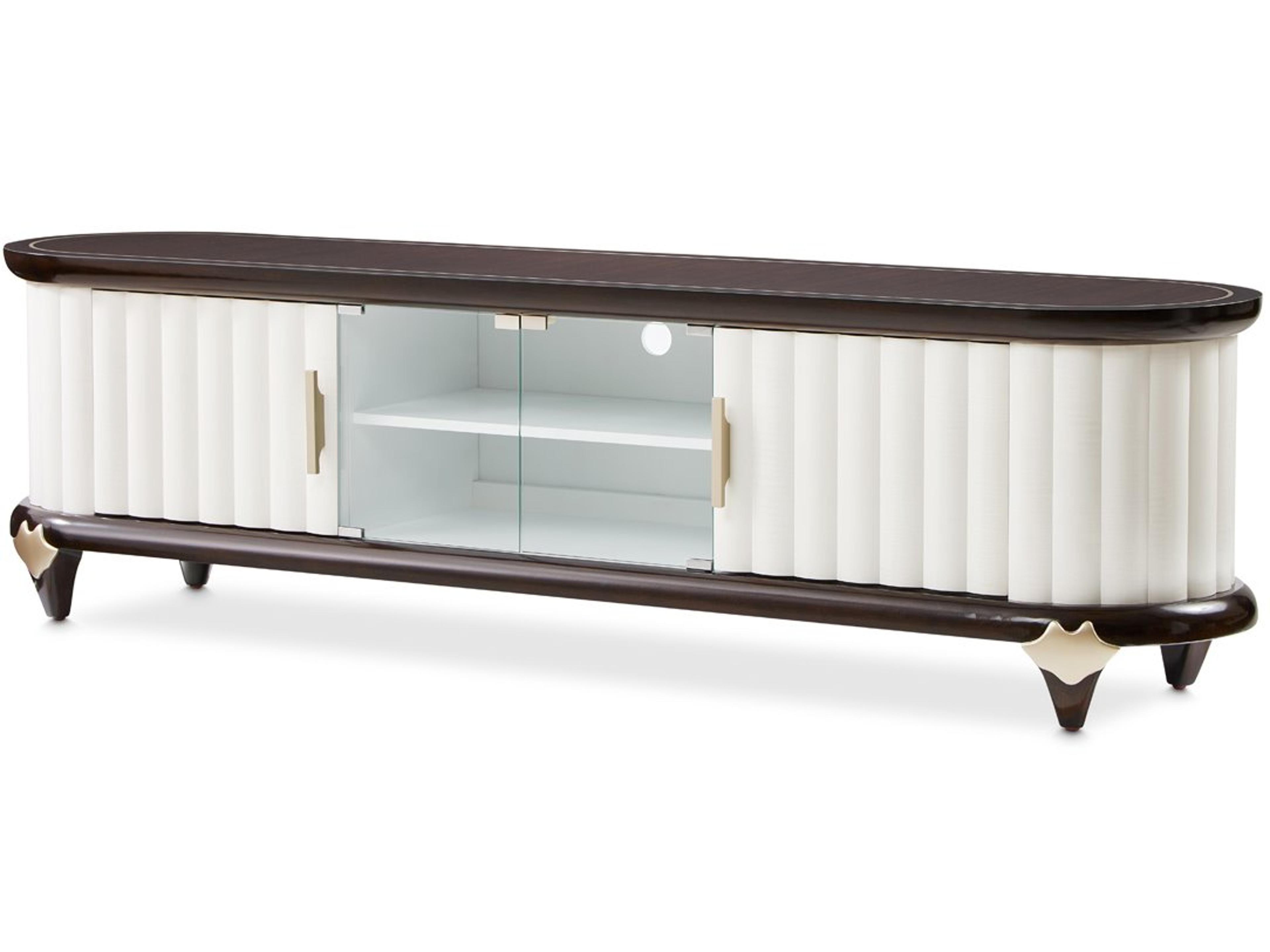Paris Chic 80-Inch Media Console in Espresso and Porcelain