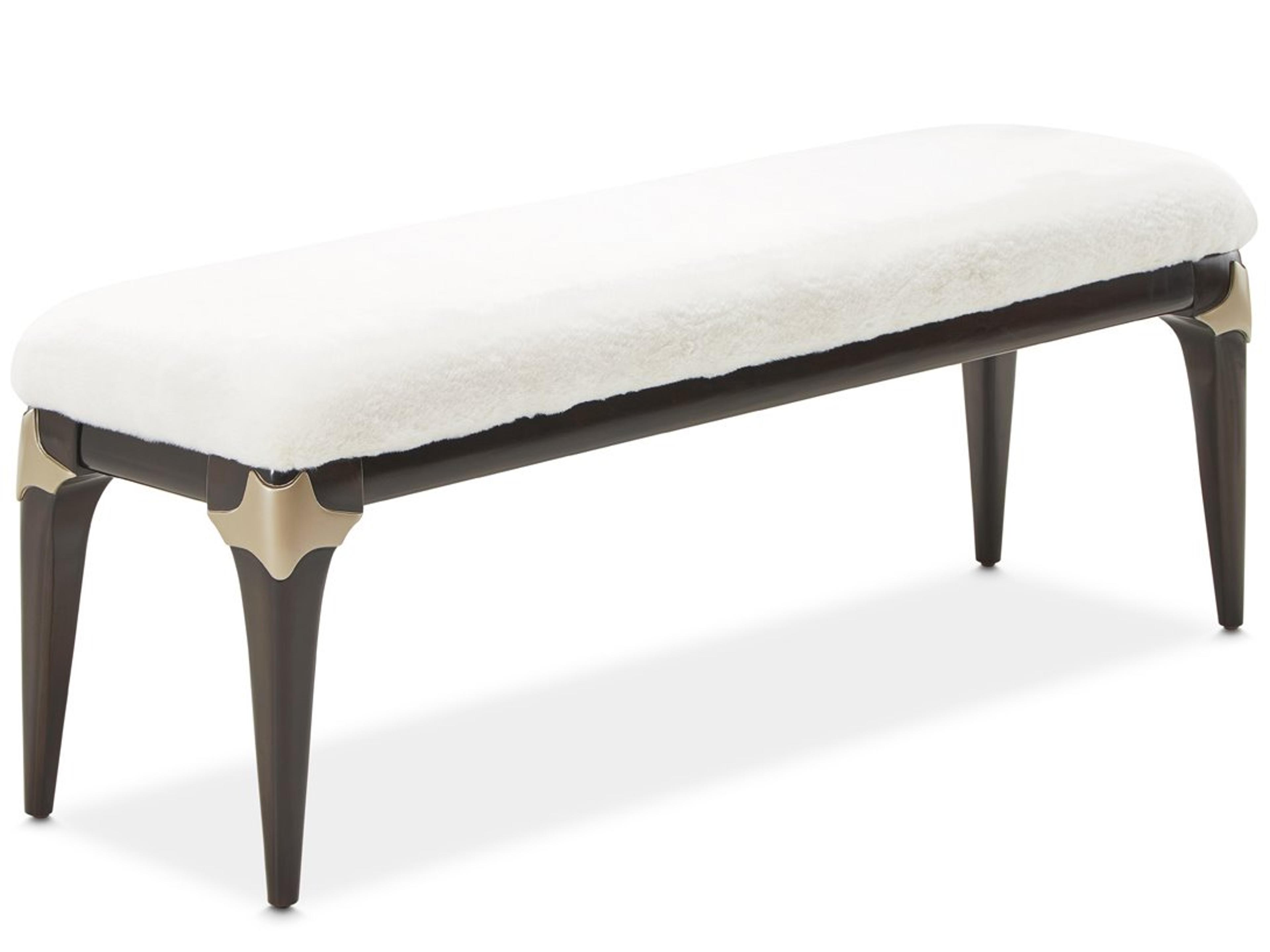 Paris Chic White Upholstered Accent Bench