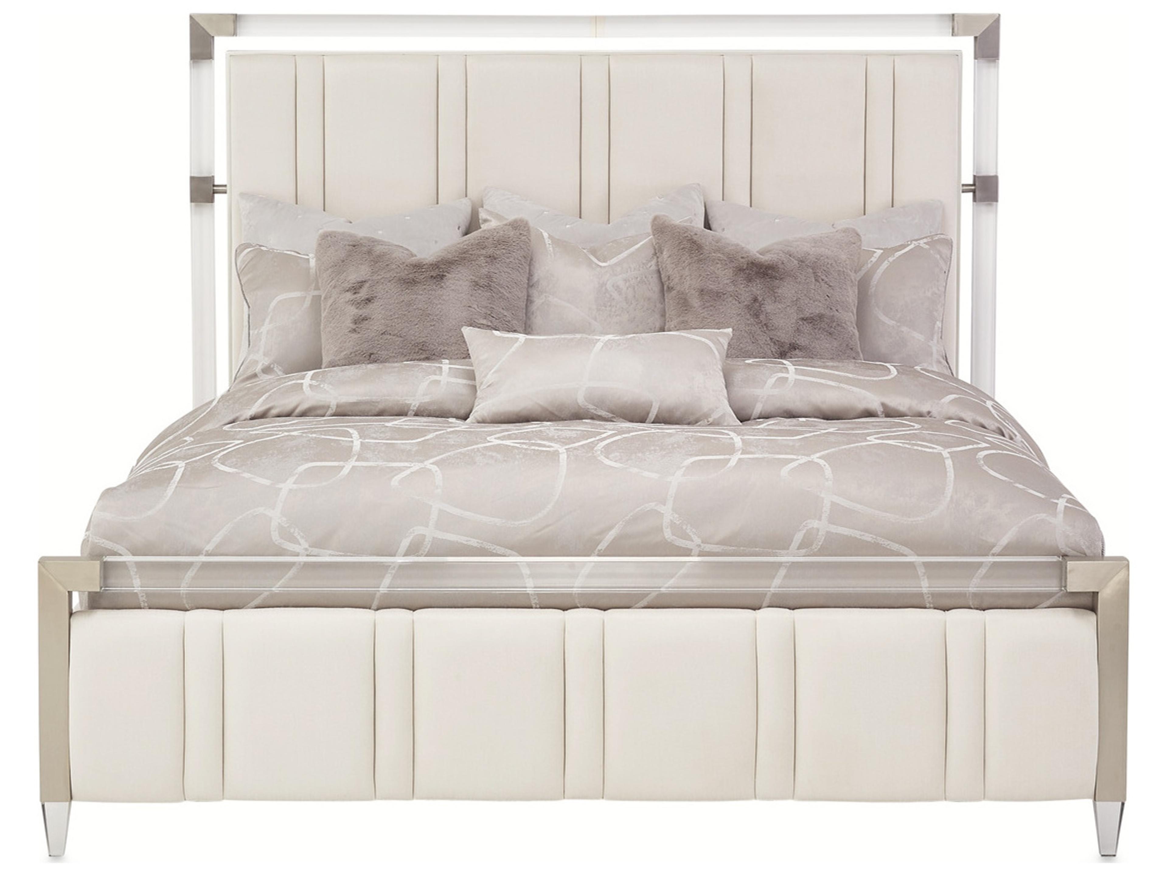 Penthouse Gray Beech Wood King Panel Bed
