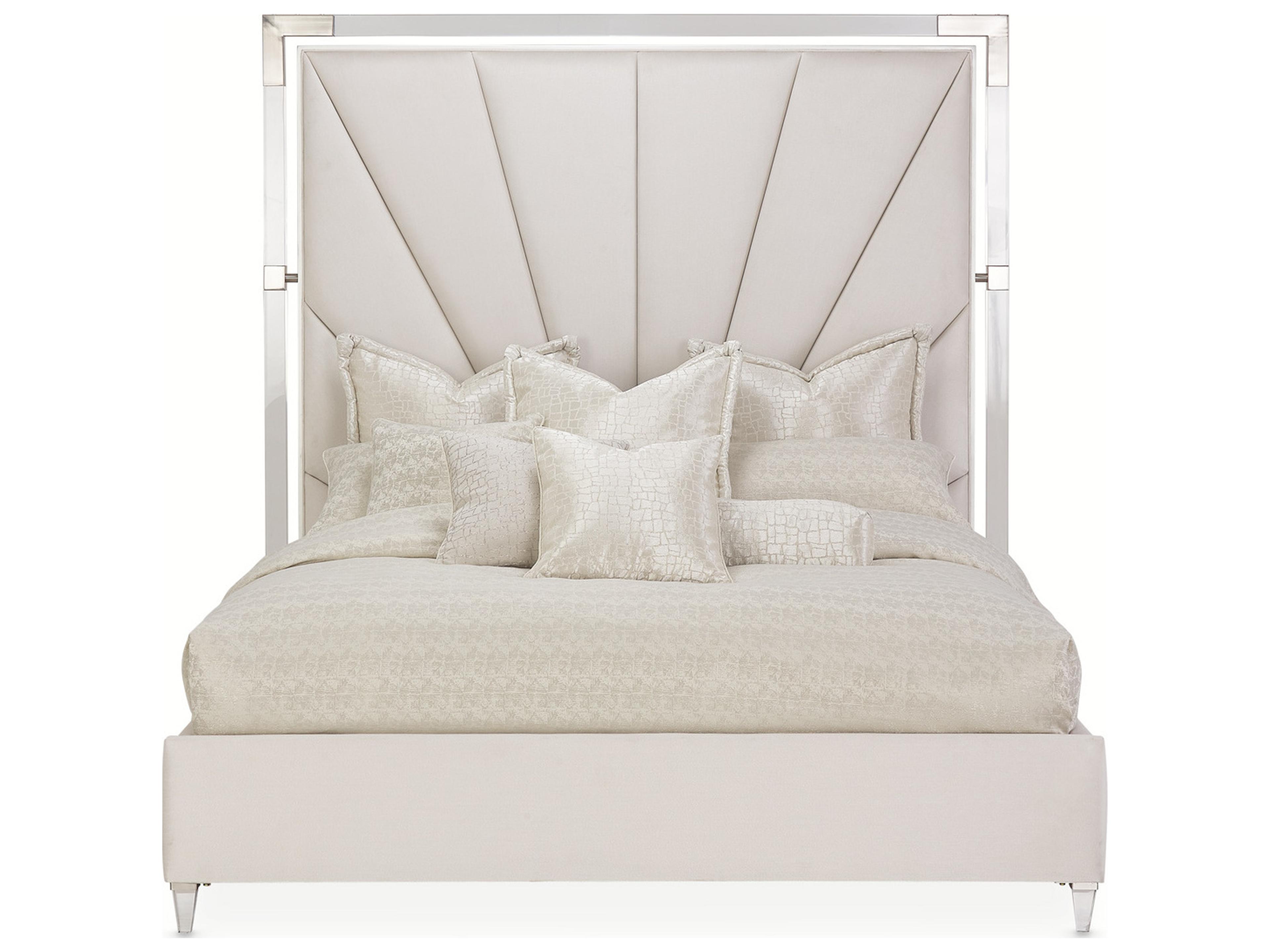 Penthouse Gray Beech Wood King Panel Bed