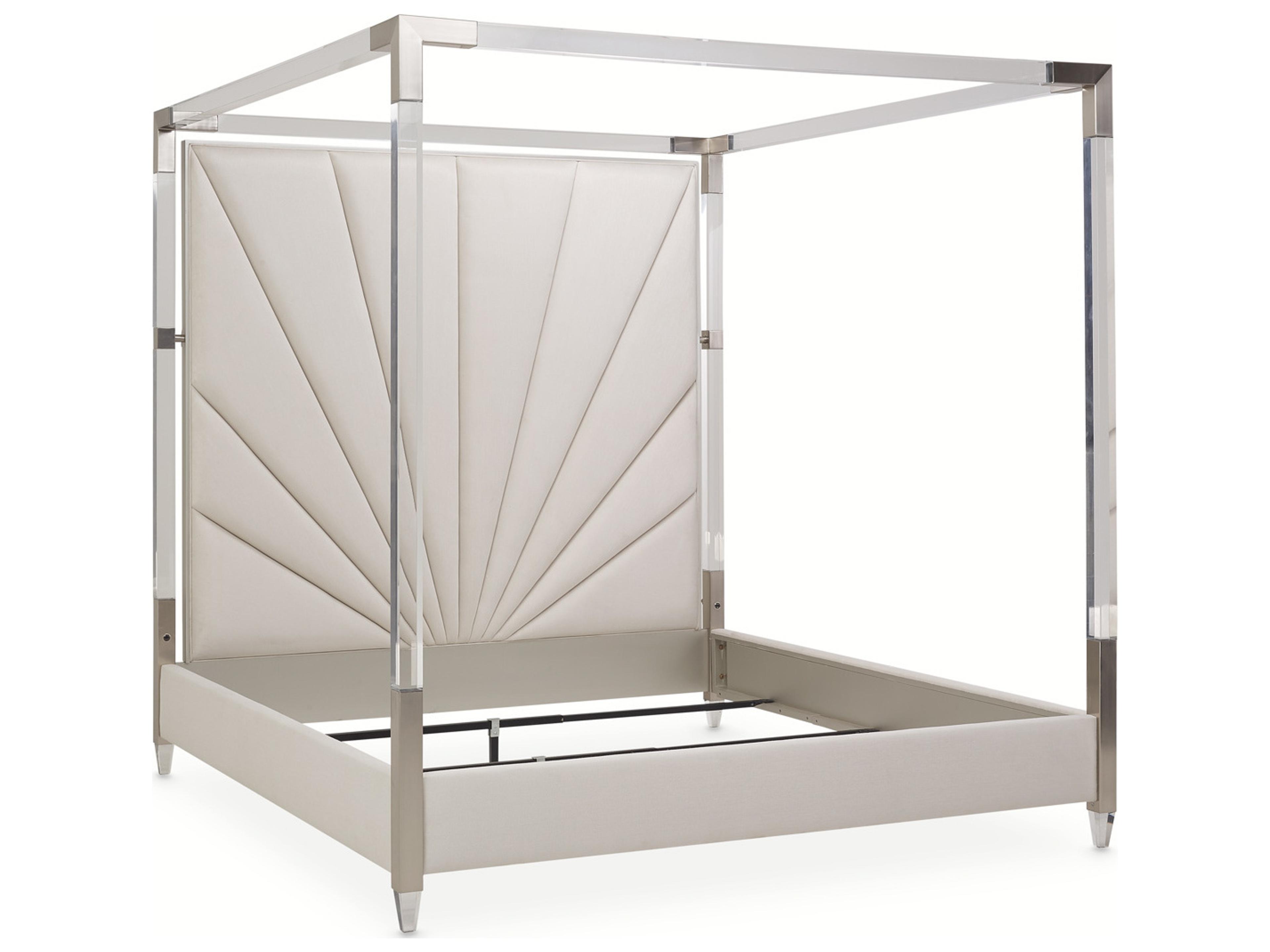 Luxecor Gilded Gray Beech Wood King Canopy Bed
