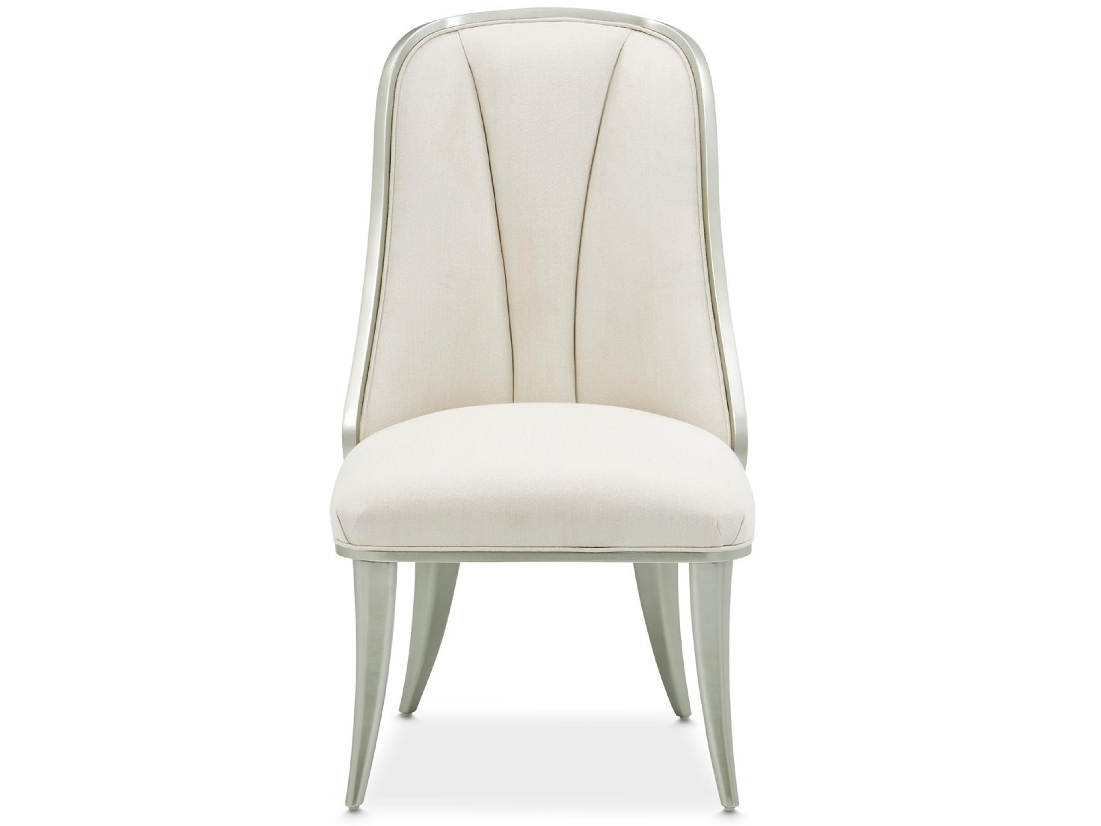 Luxecor Gilded Rubberwood White Upholstered Armless Dining Chair