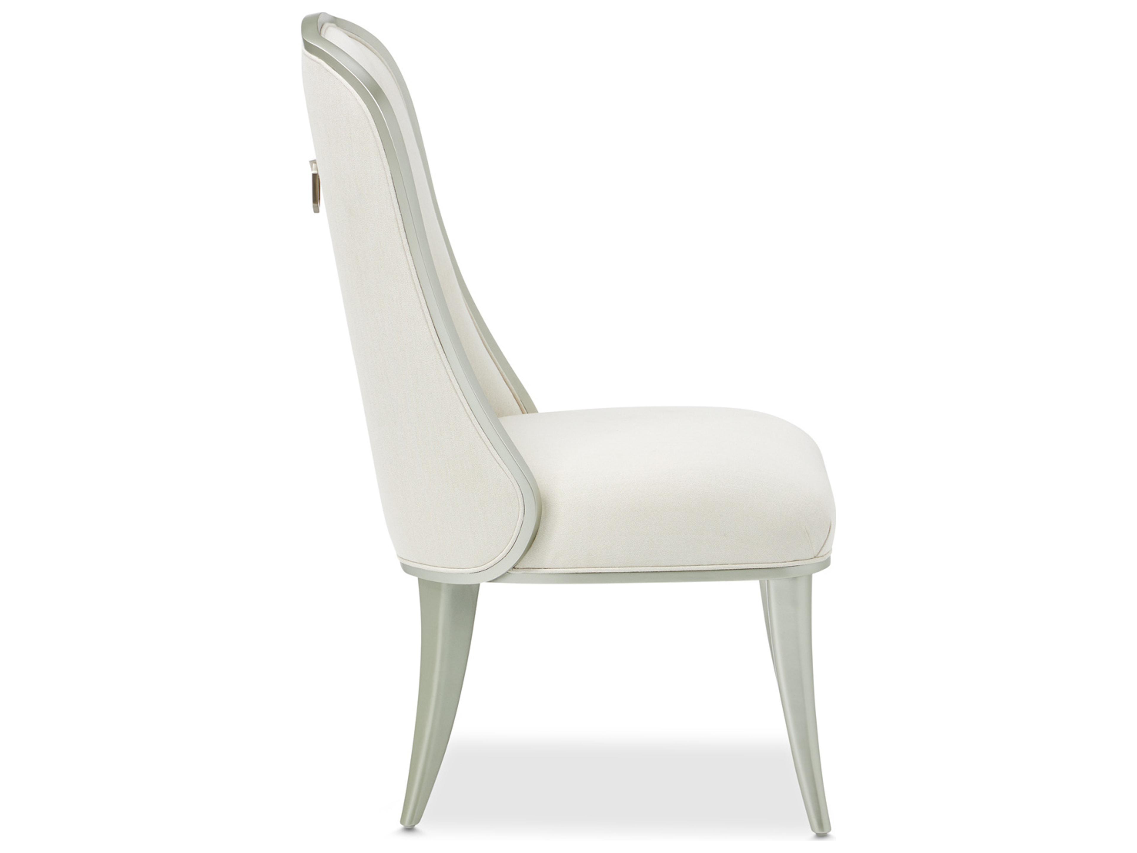 Luxecor Gilded Rubberwood White Upholstered Armless Dining Chair