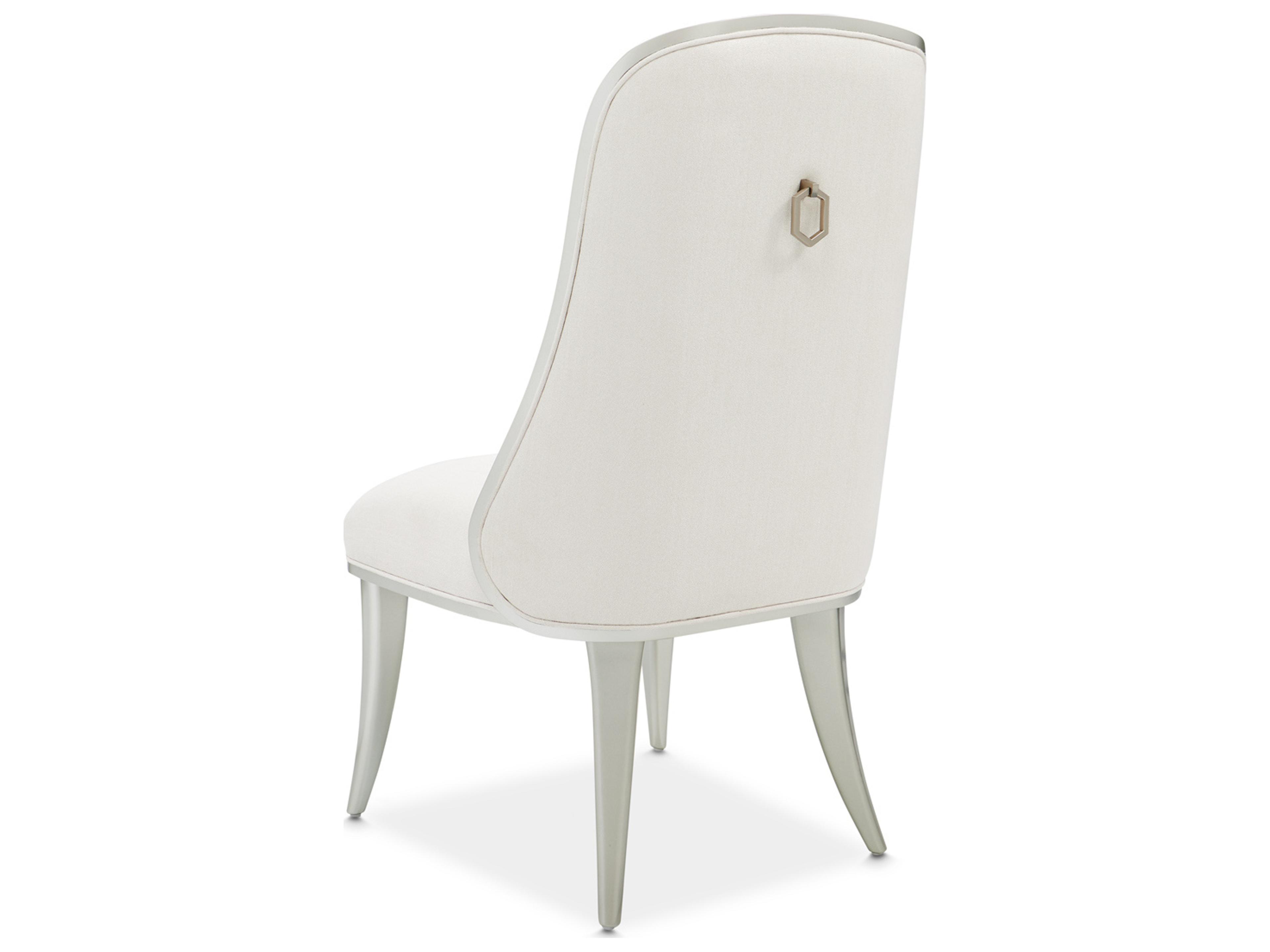 Luxecor Gilded Rubberwood White Upholstered Armless Dining Chair