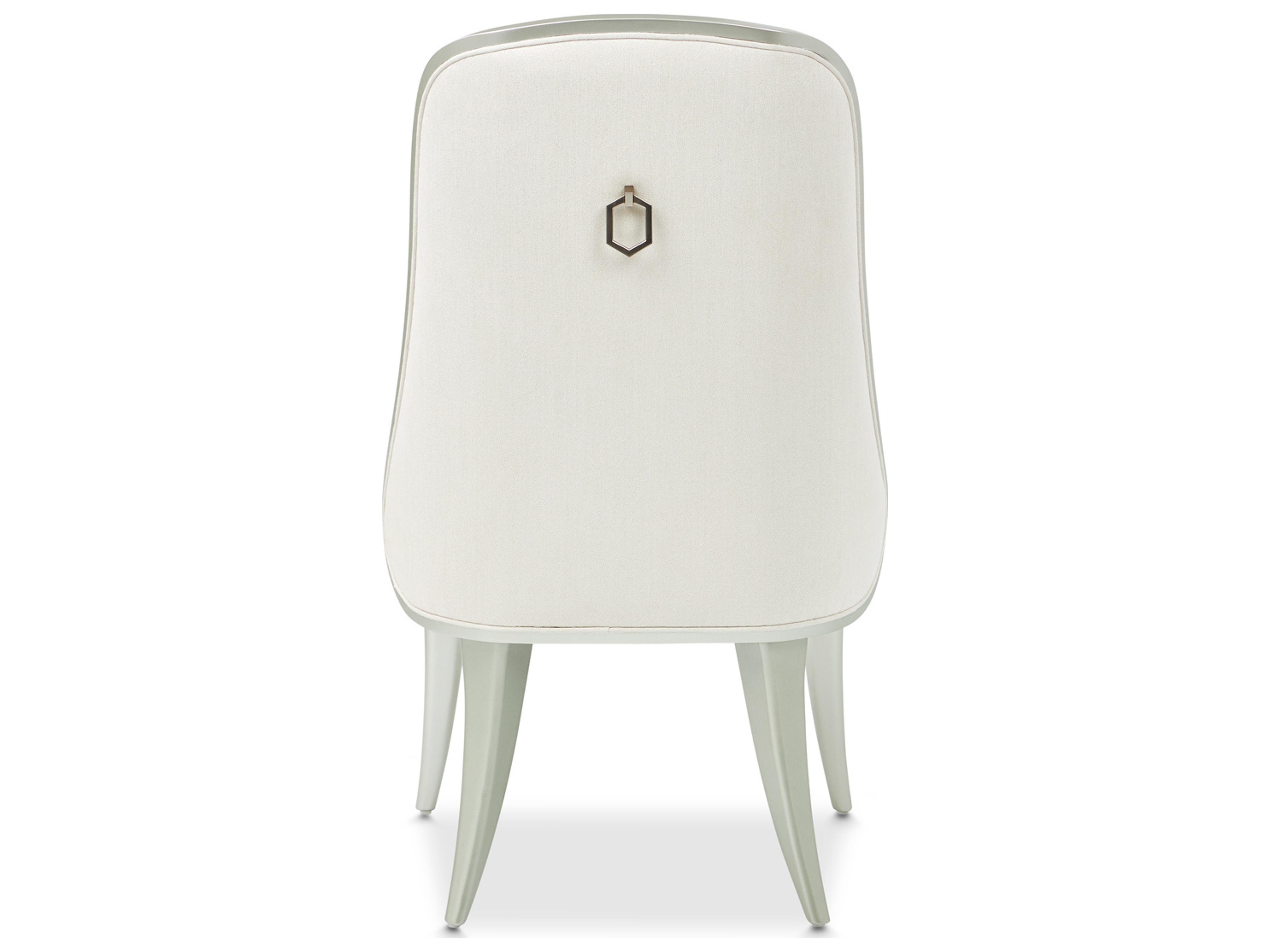 Luxecor Gilded Rubberwood White Upholstered Armless Dining Chair