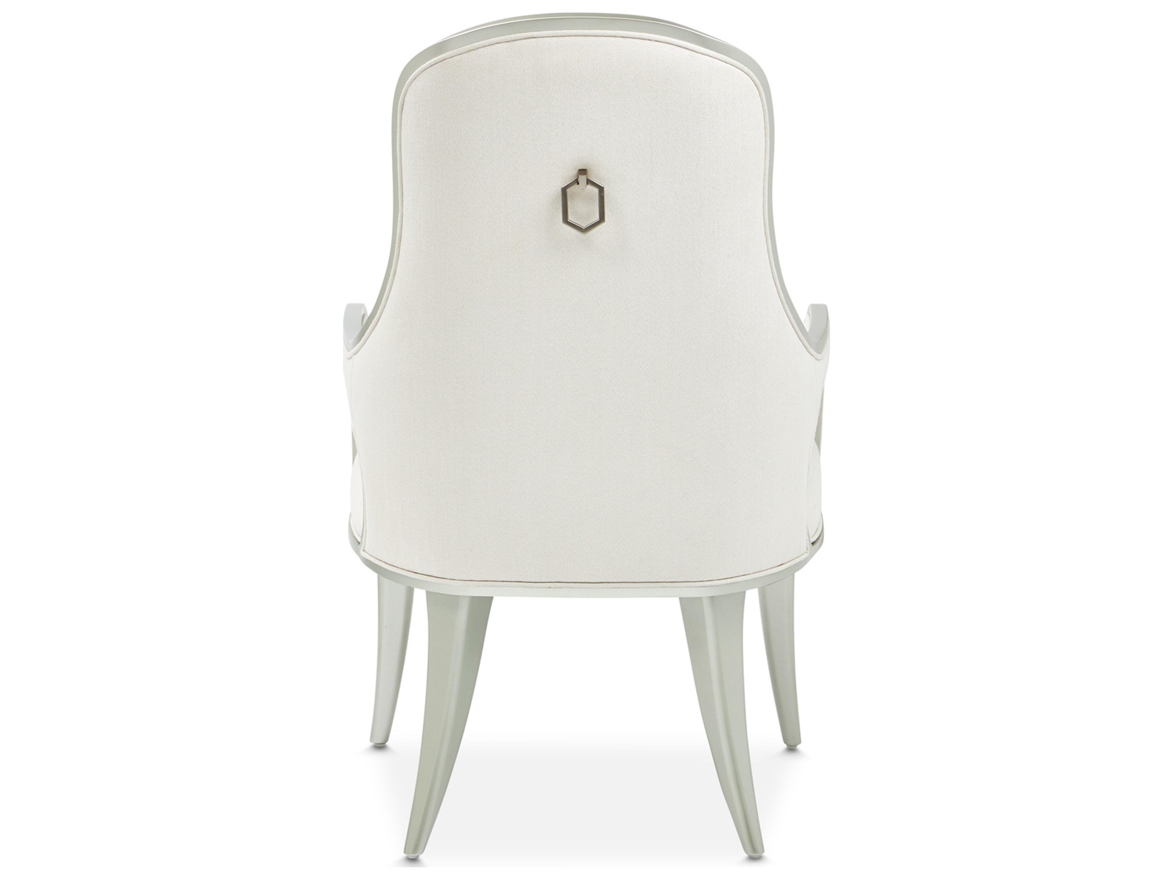 Luxecor Gilded Rubberwood White Upholstered Arm Dining Chair