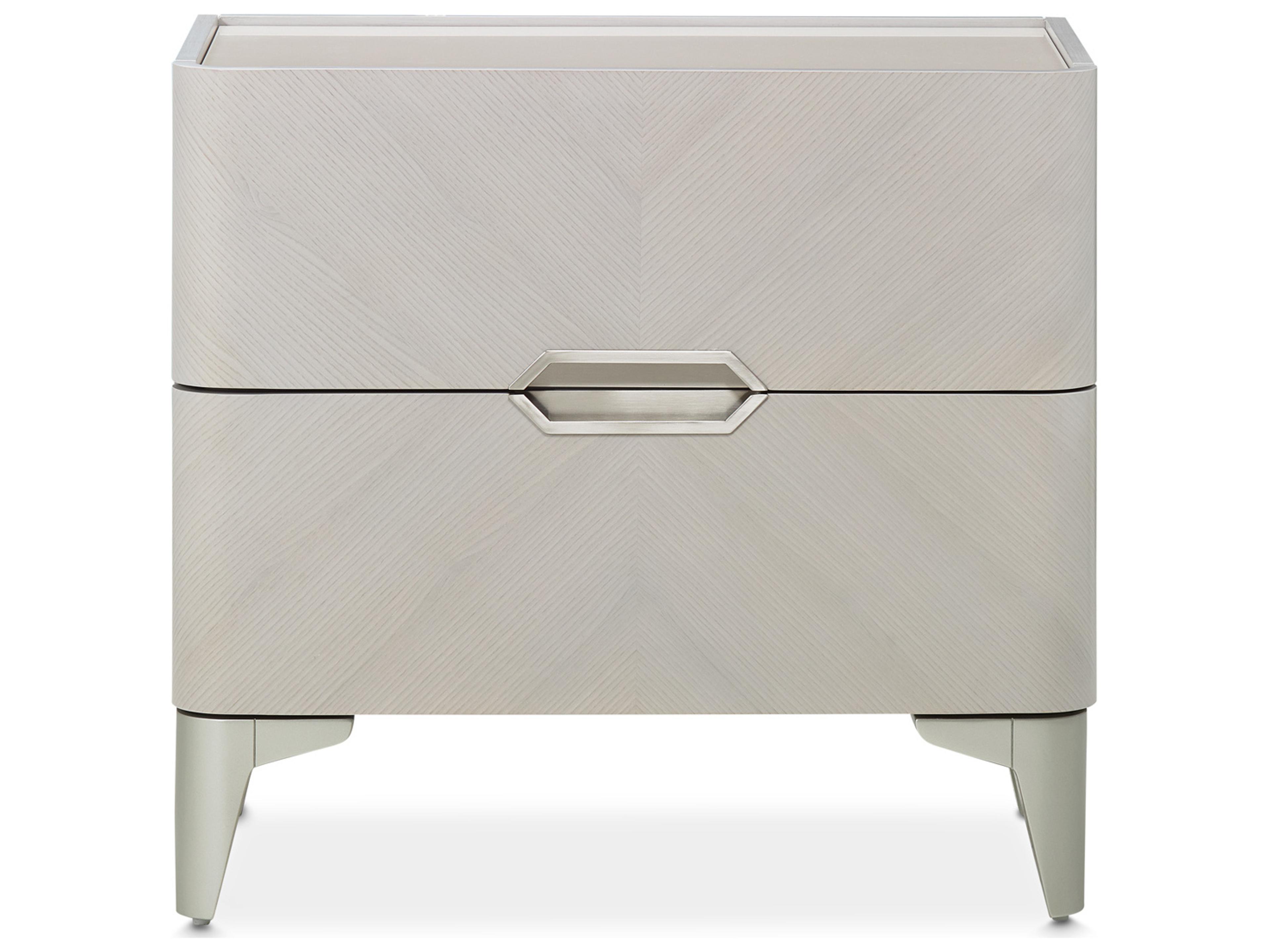 Luxecor Gilded 2-Drawers Gray Poplar Wood Nightstand