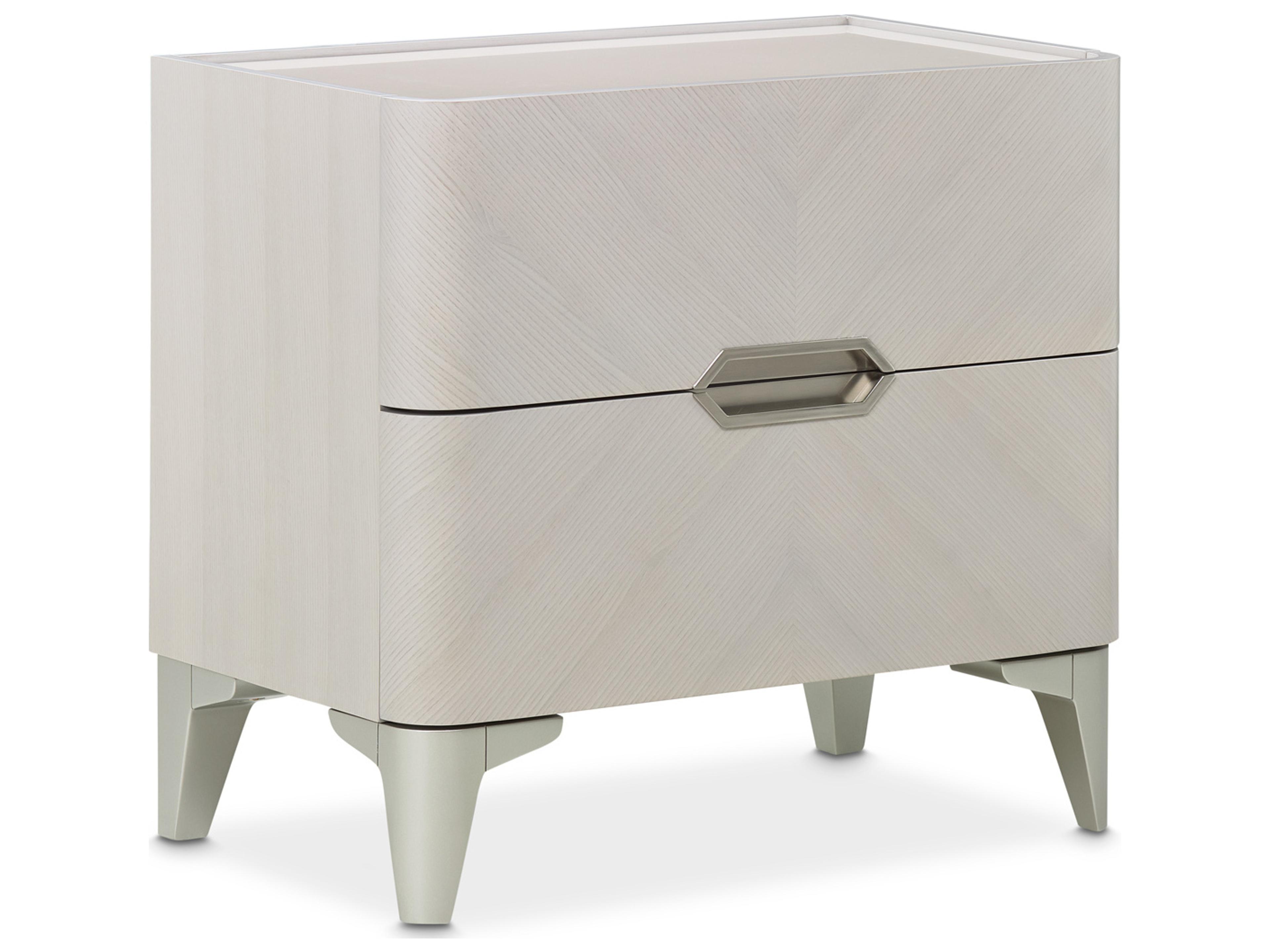 Penthouse 2-Drawers Gray Poplar Wood Nightstand