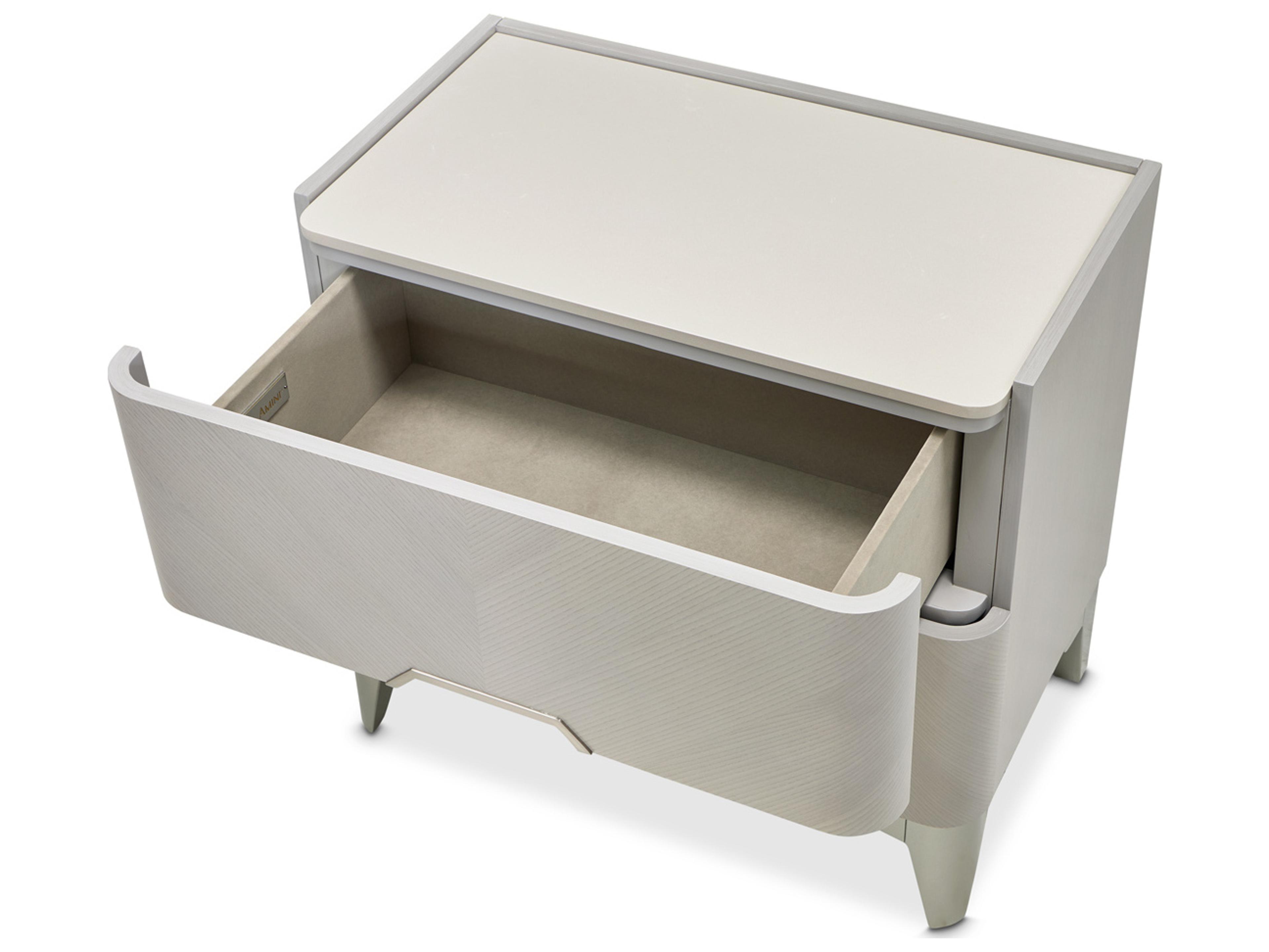 Luxecor Gilded 2-Drawers Gray Poplar Wood Nightstand