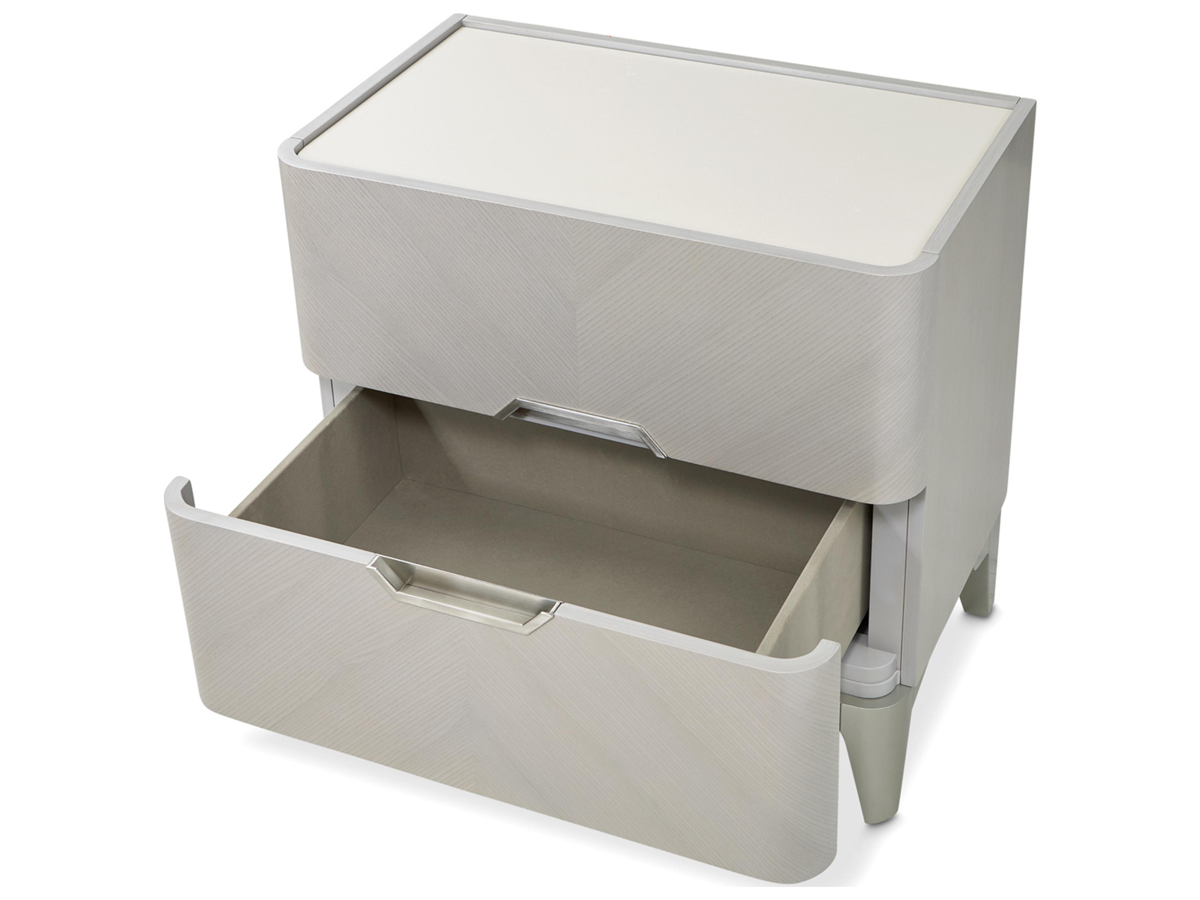 Luxecor Gilded 2-Drawers Gray Poplar Wood Nightstand