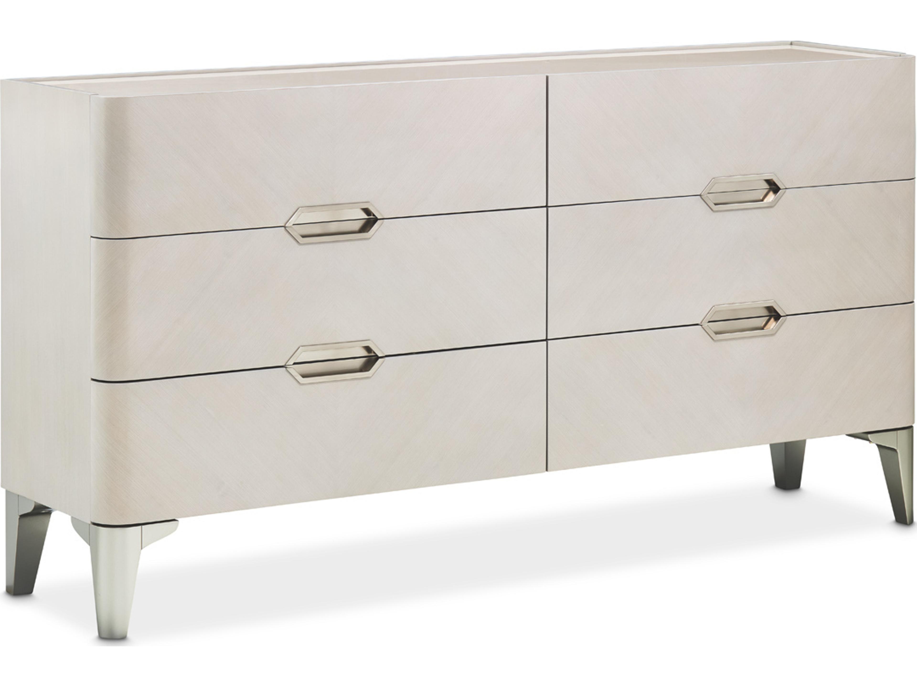 Luxecor Gilded 6-Drawers Gray Poplar Wood Double Dresser