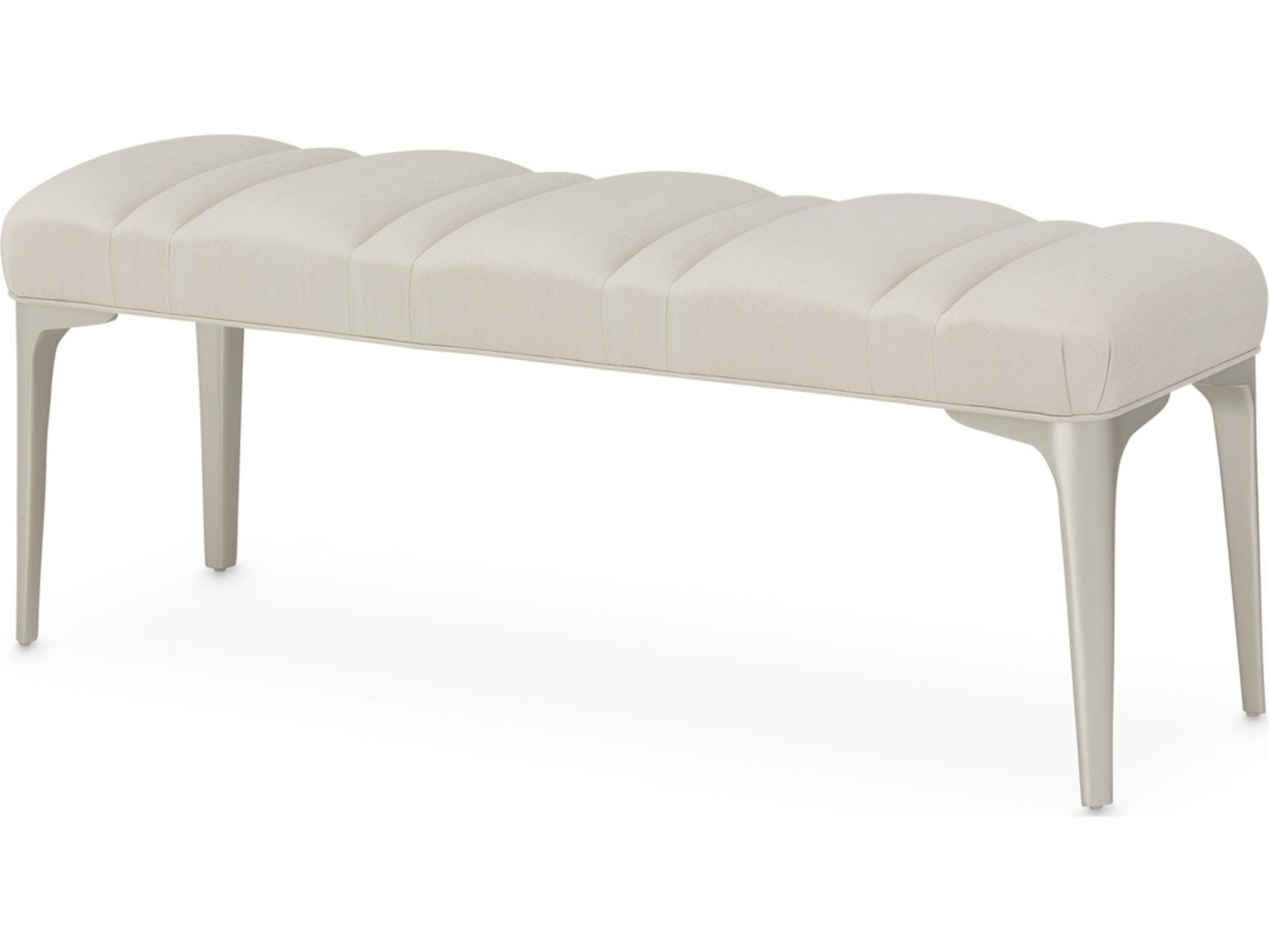 Penthouse White Upholstered Accent Bench