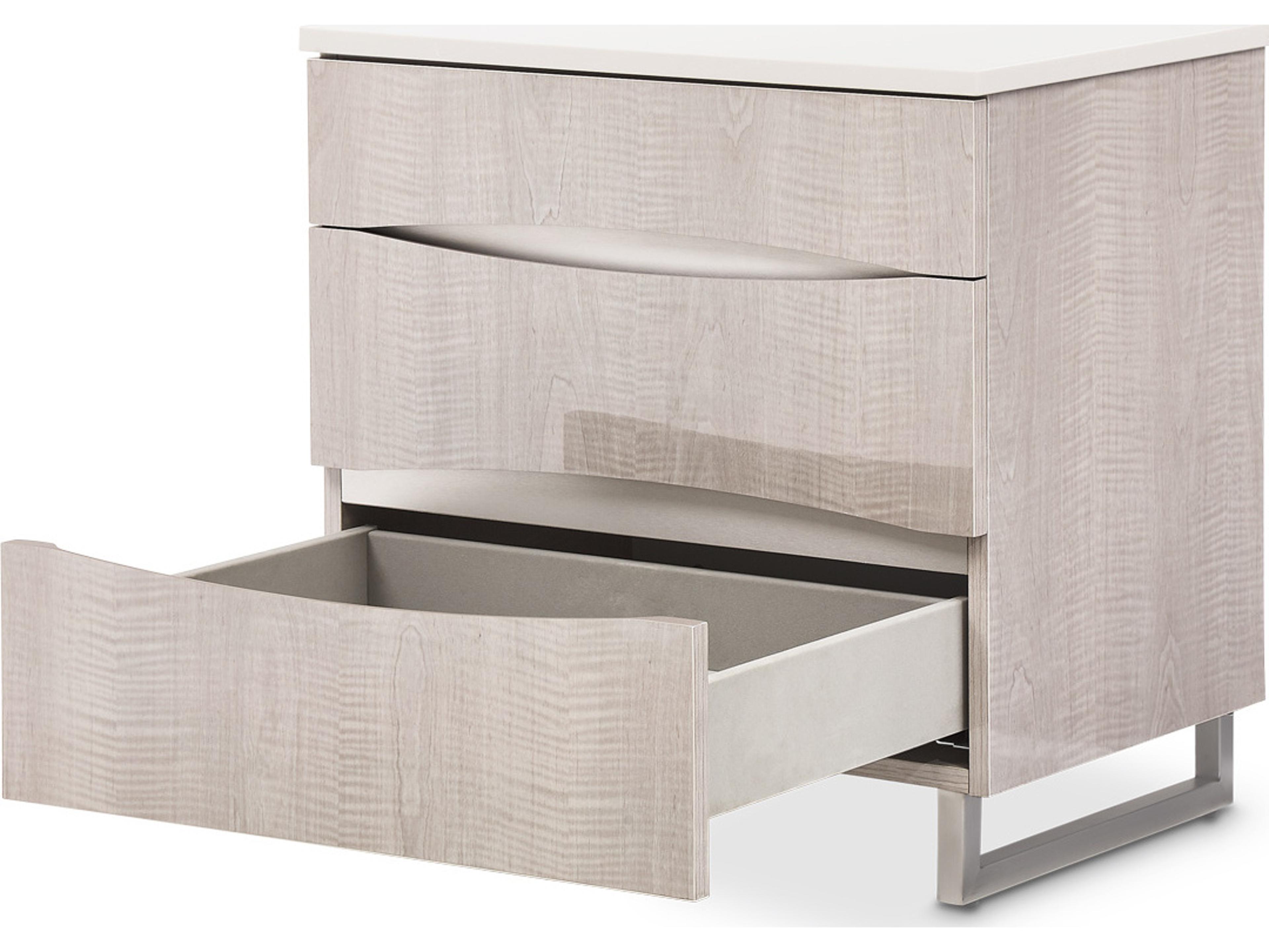 Luxecor Gilded 3-Drawers Gray Nightstand