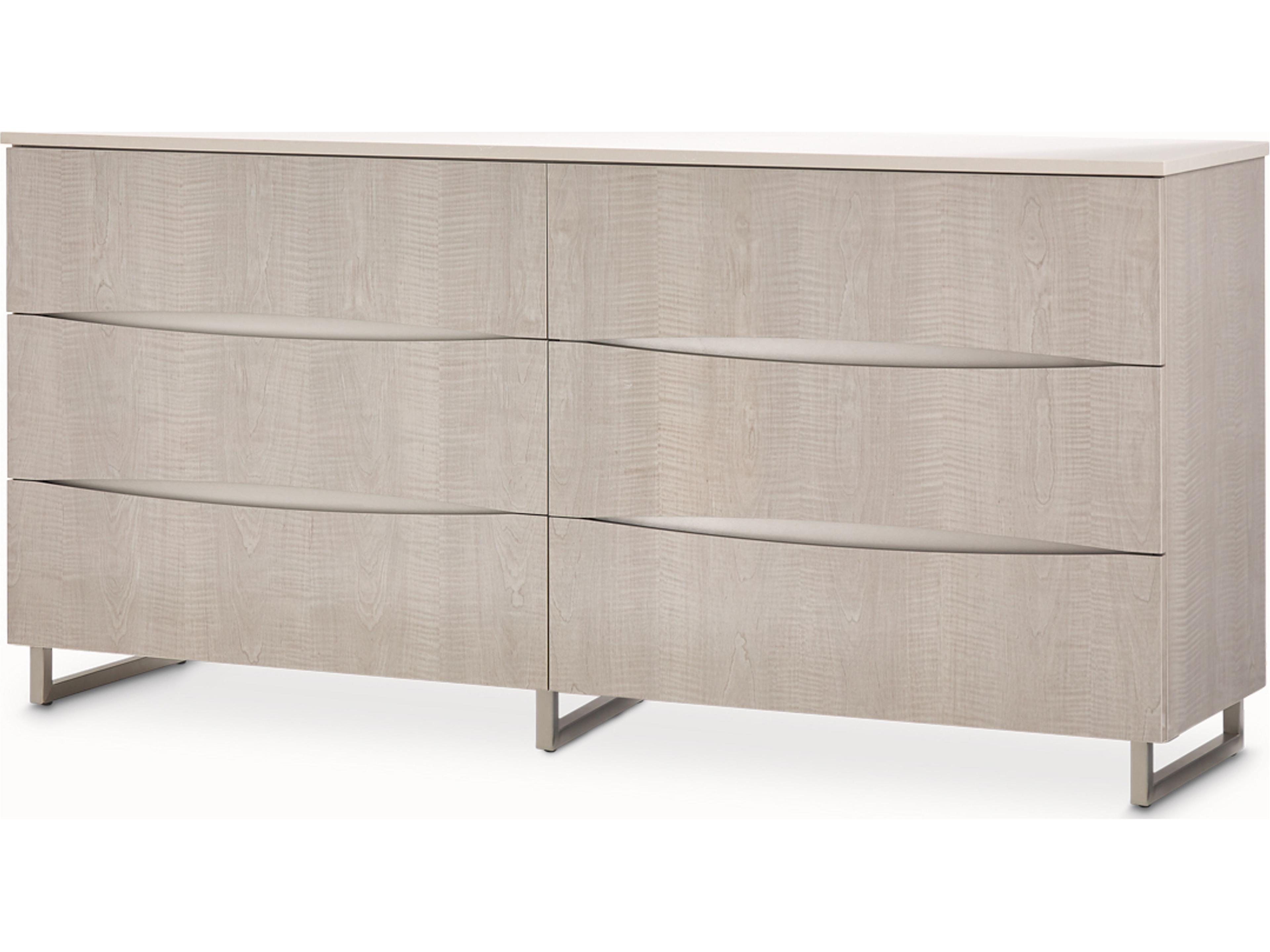 Marin 6-Drawer Dresser in Greige with Cultured Marble Top