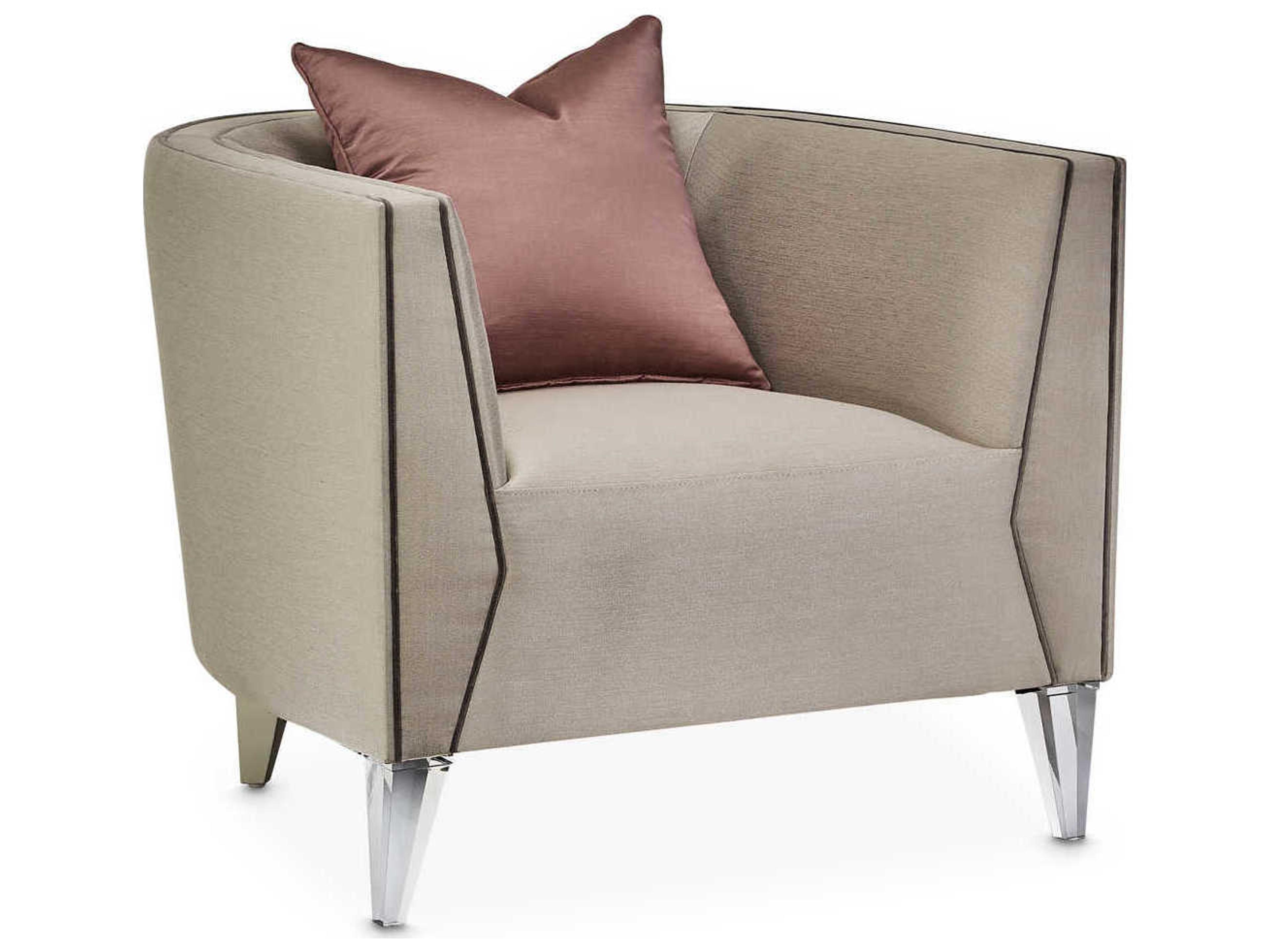 Michael Amini Linea Beige Fabric Accent Chair