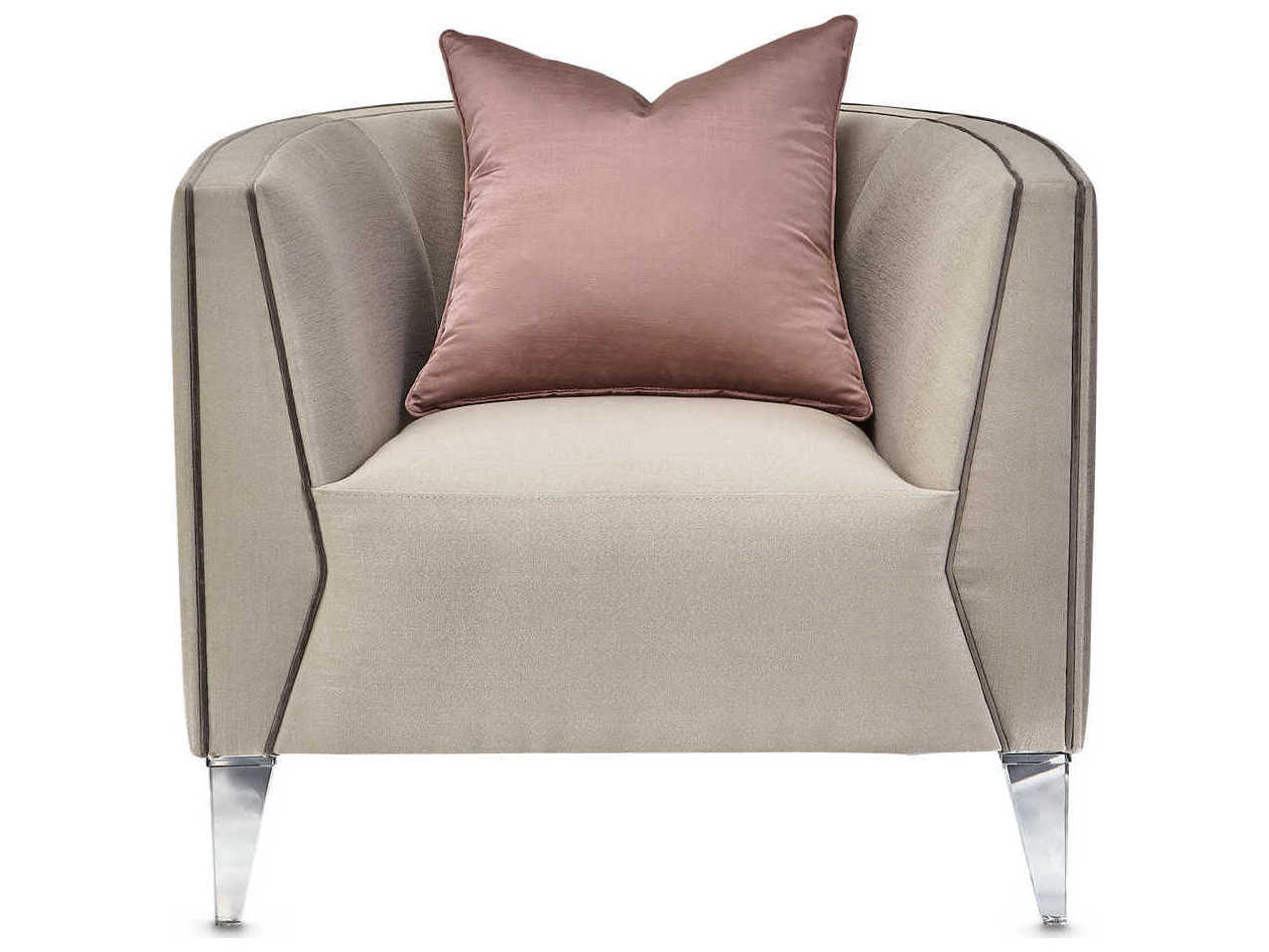 Michael Amini Linea Beige Fabric Accent Chair