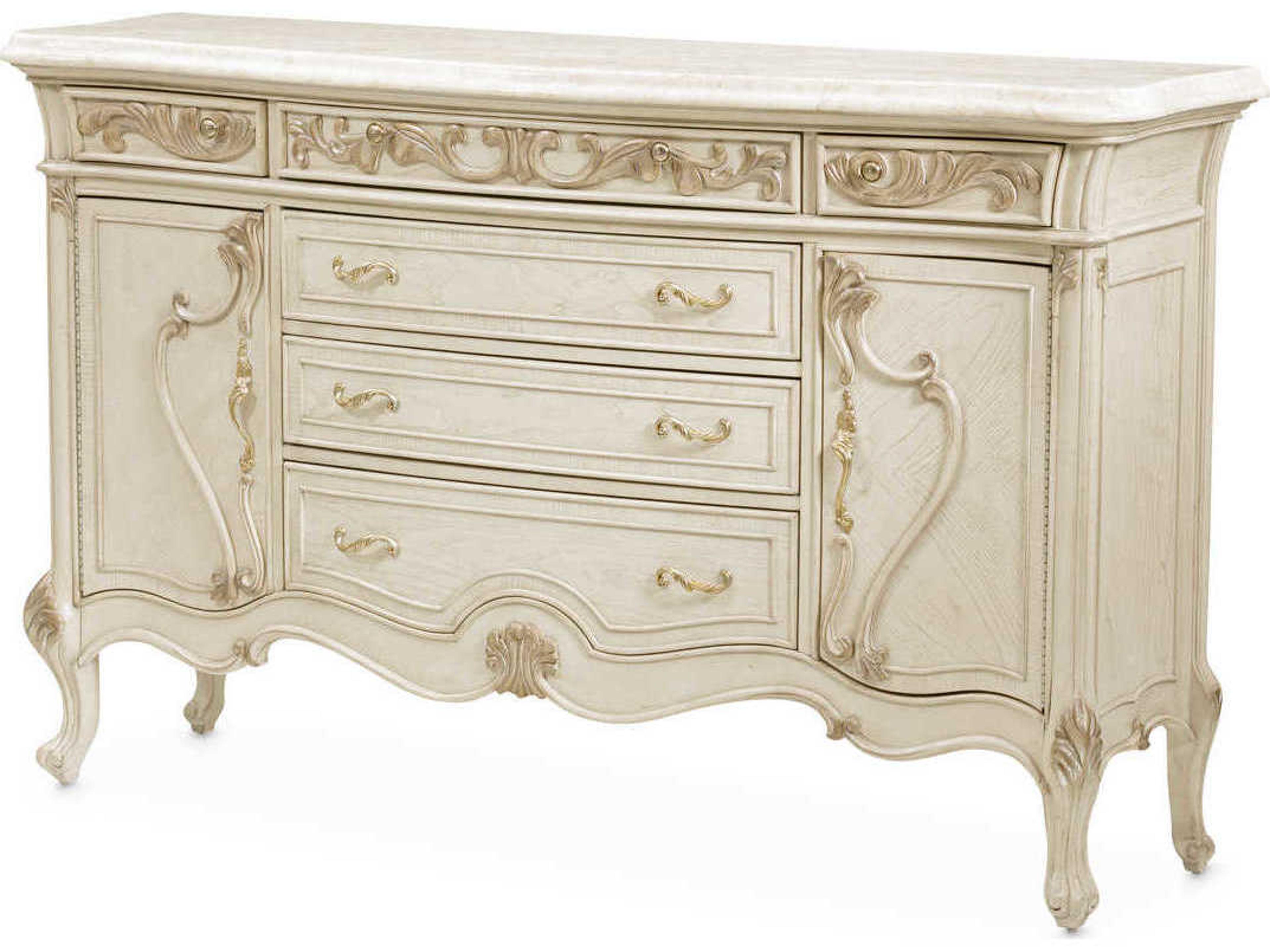 Gilded 73" Poplar Wood Champagne Sideboard
