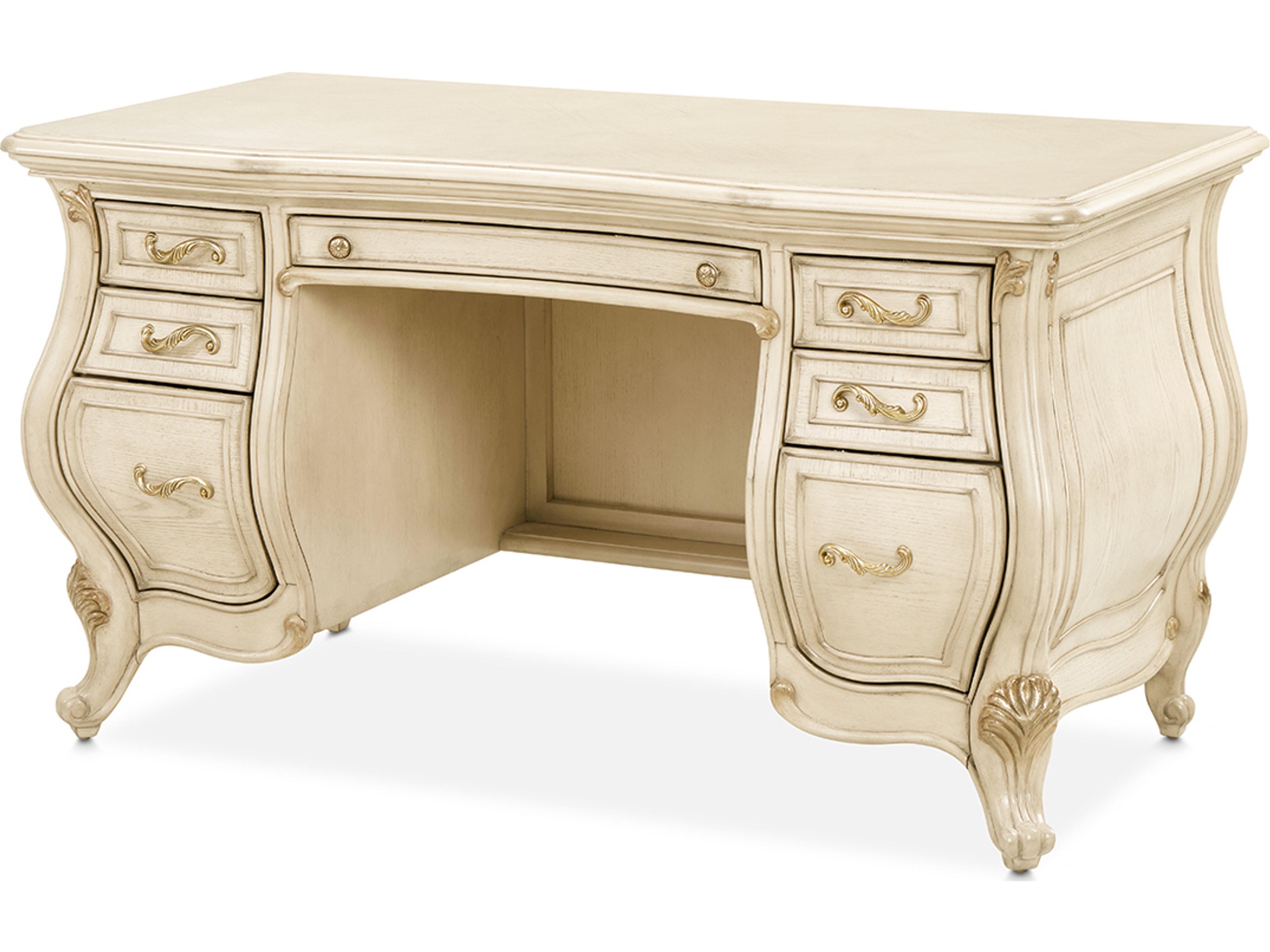 Platine de Royale Vanity Desk with 7 Velvet-Lined Drawers in Champagne