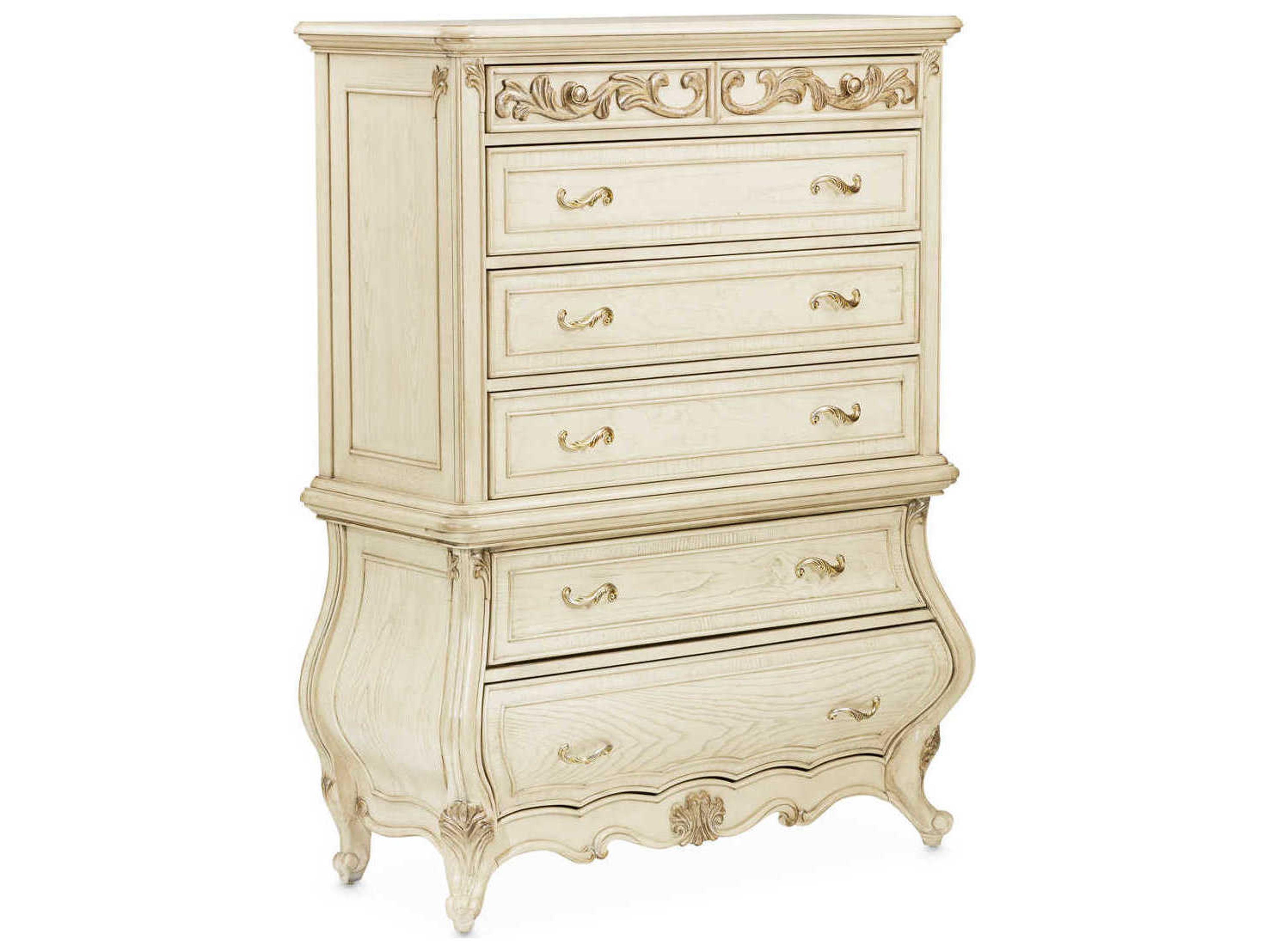 Michael Amini Platine De Royale Champagne White Poplar Wood Accent Chest