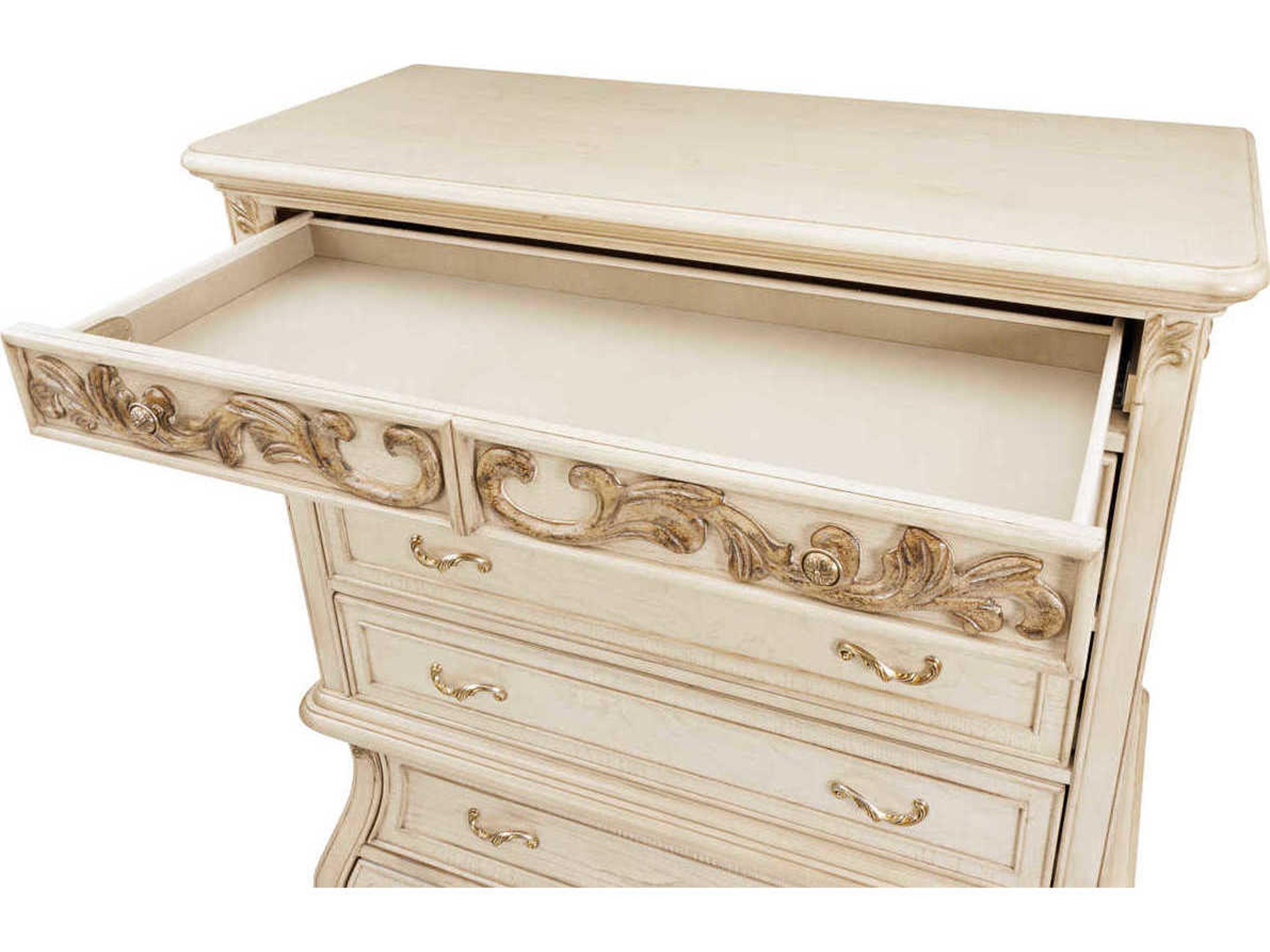 Michael Amini Platine De Royale Champagne White Poplar Wood Accent Chest
