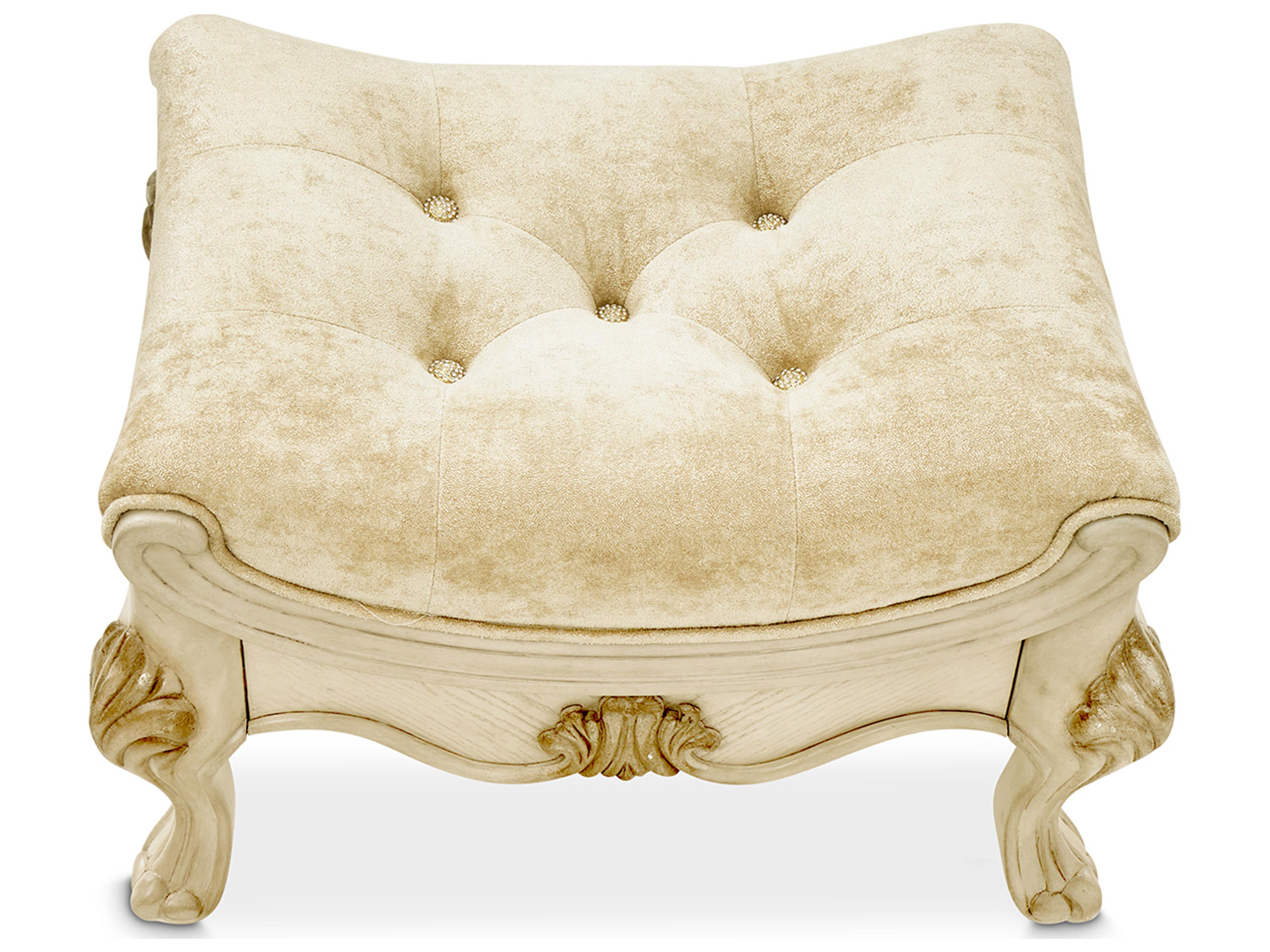 Luxecor Gilded Champagne Upholstered Accent Bench