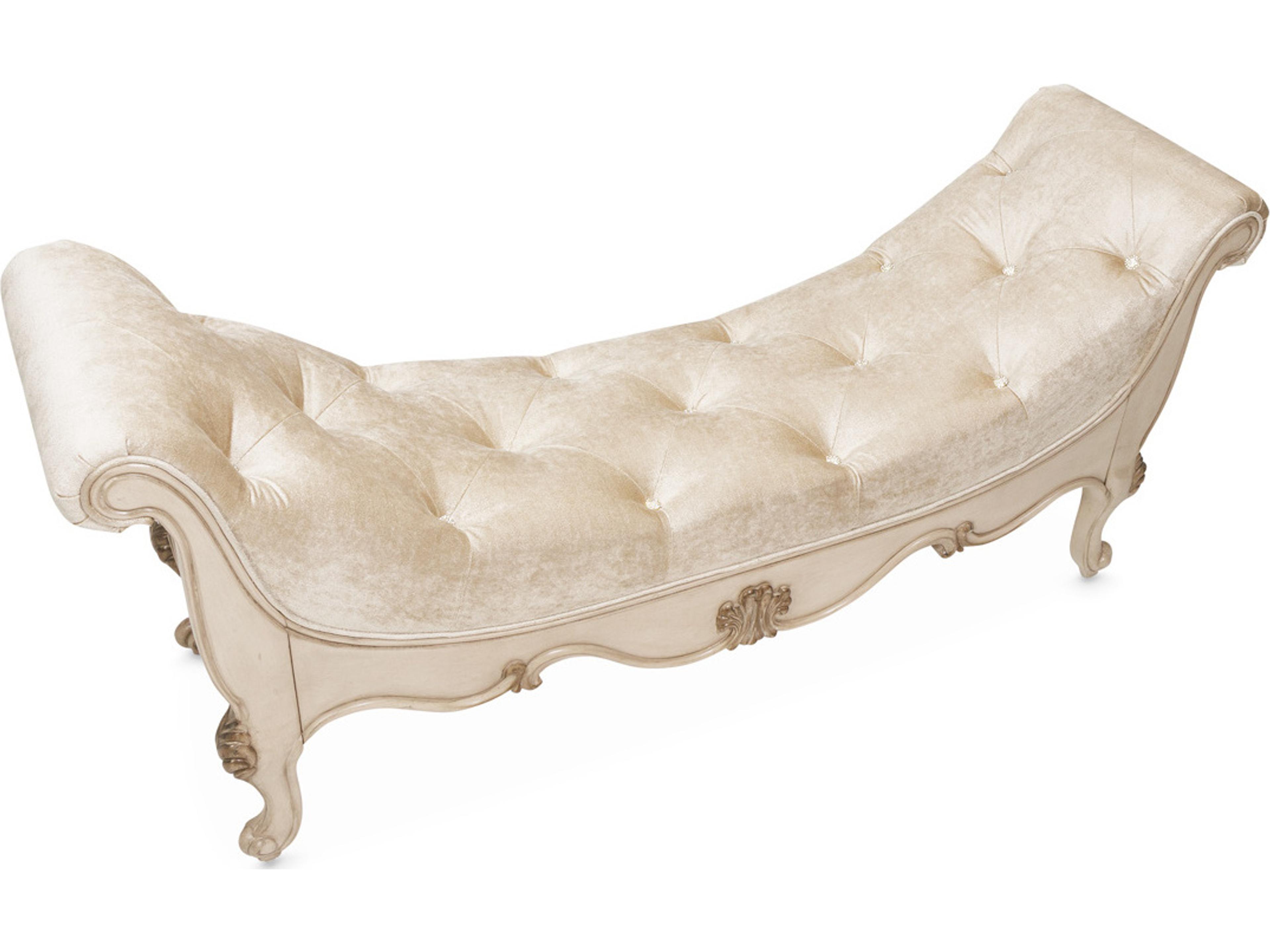 Michael Amini Platine De Royale Champagne Upholstered Accent Bench