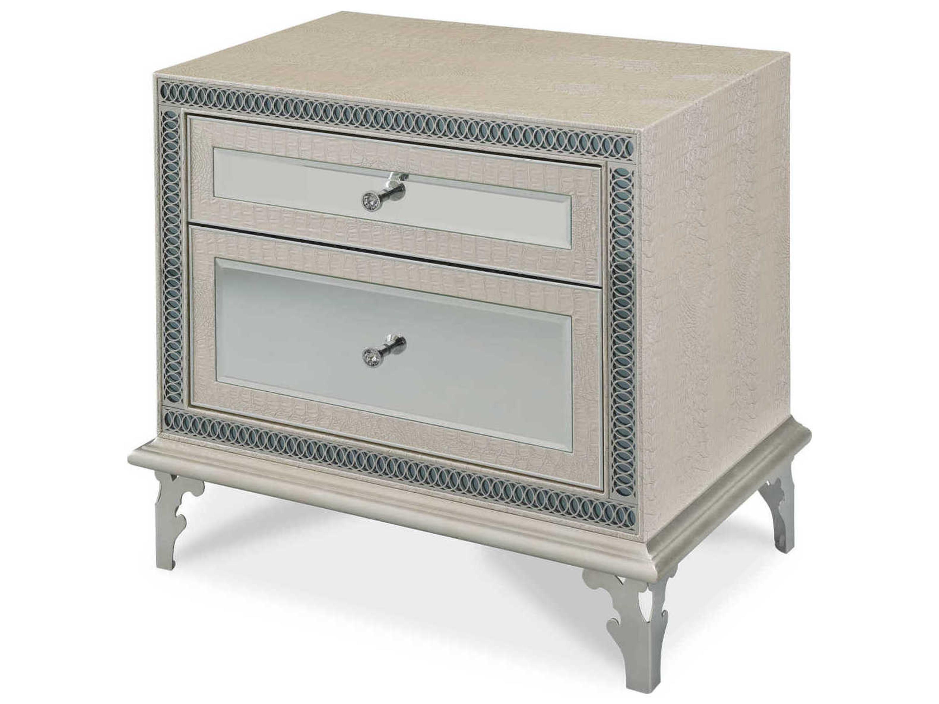 Gilded 2-Drawers White Nightstand