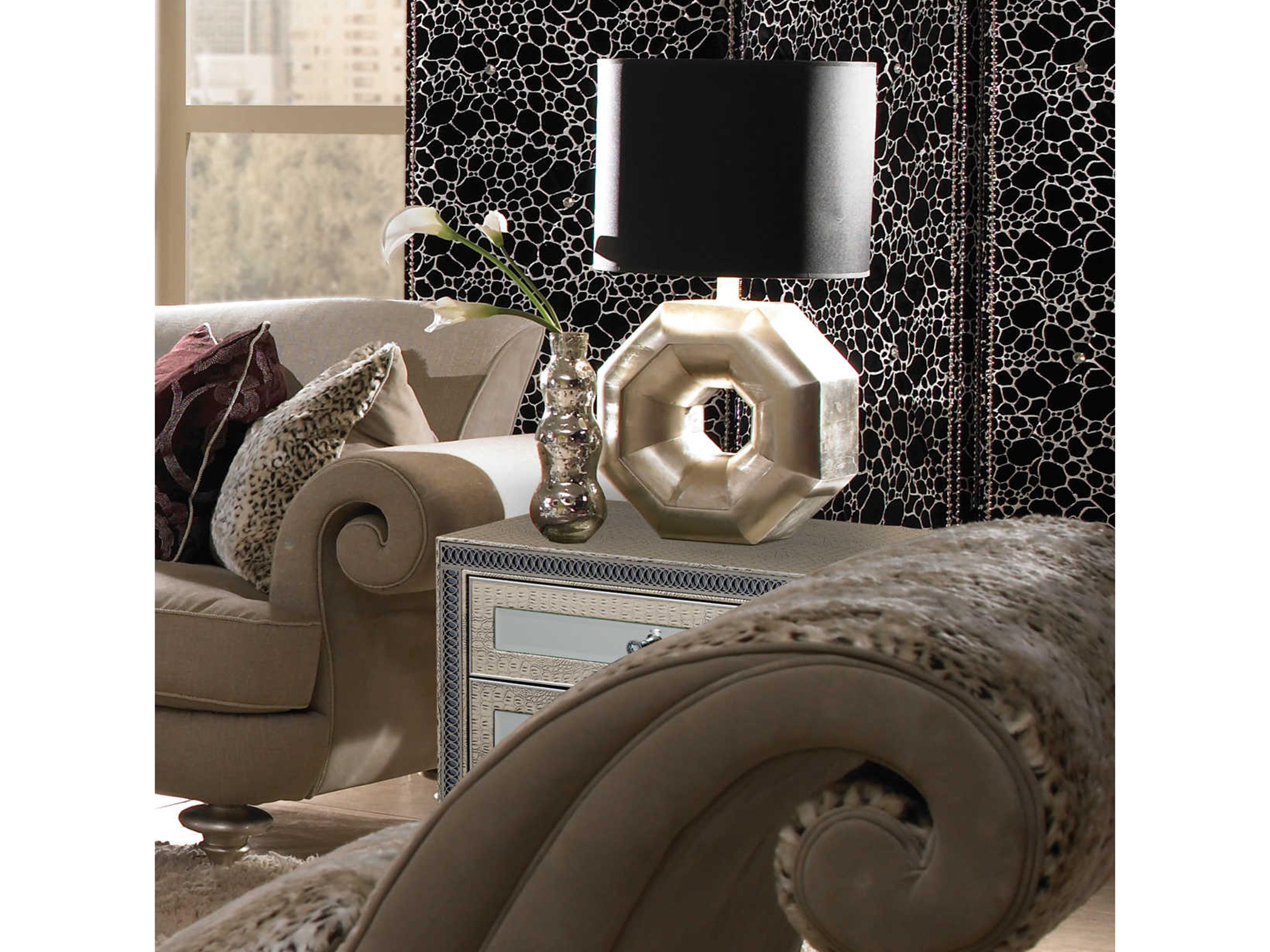 Luxecor Gilded 2-Drawers White Nightstand