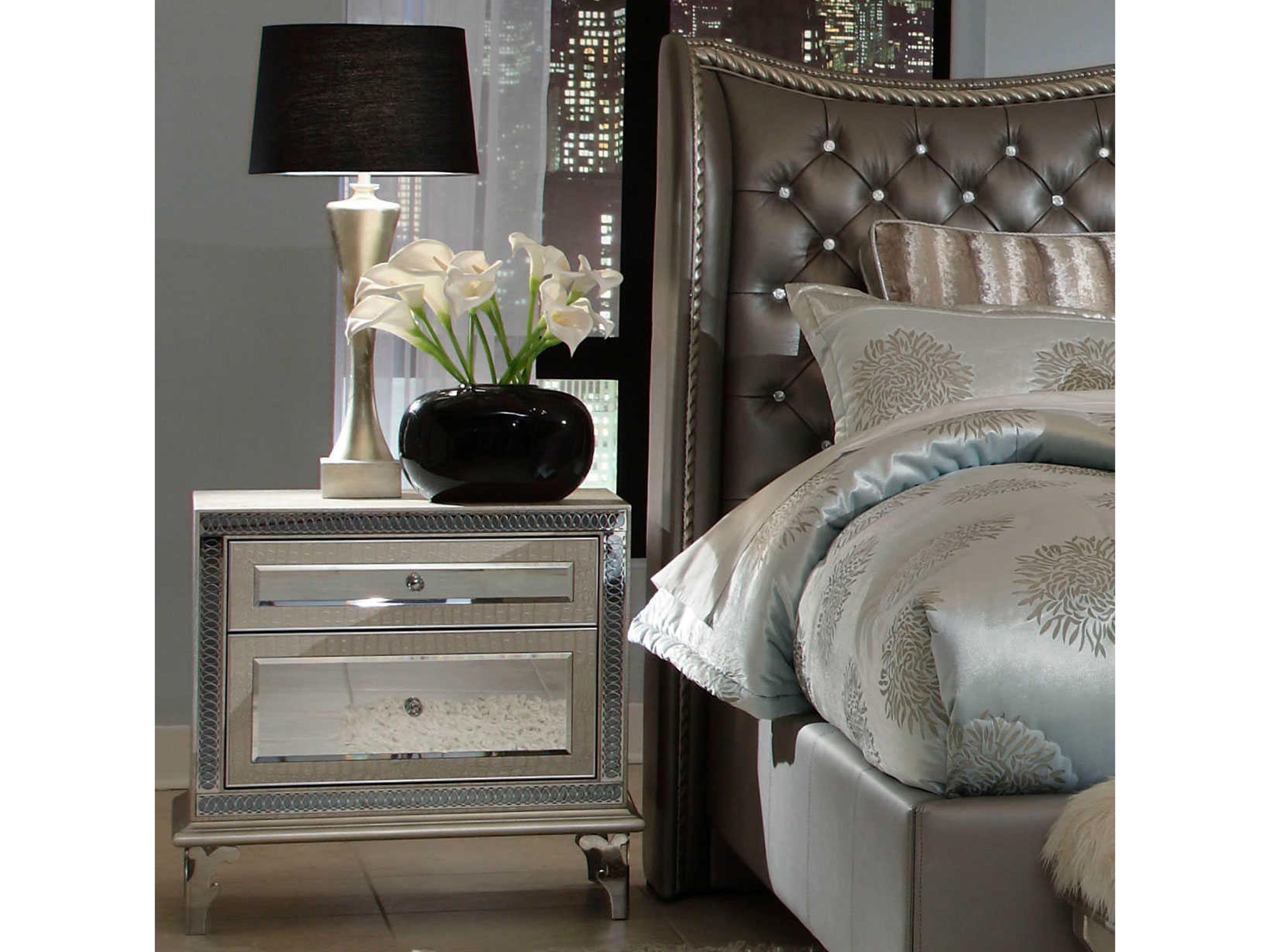 Luxecor Gilded 2-Drawers White Nightstand