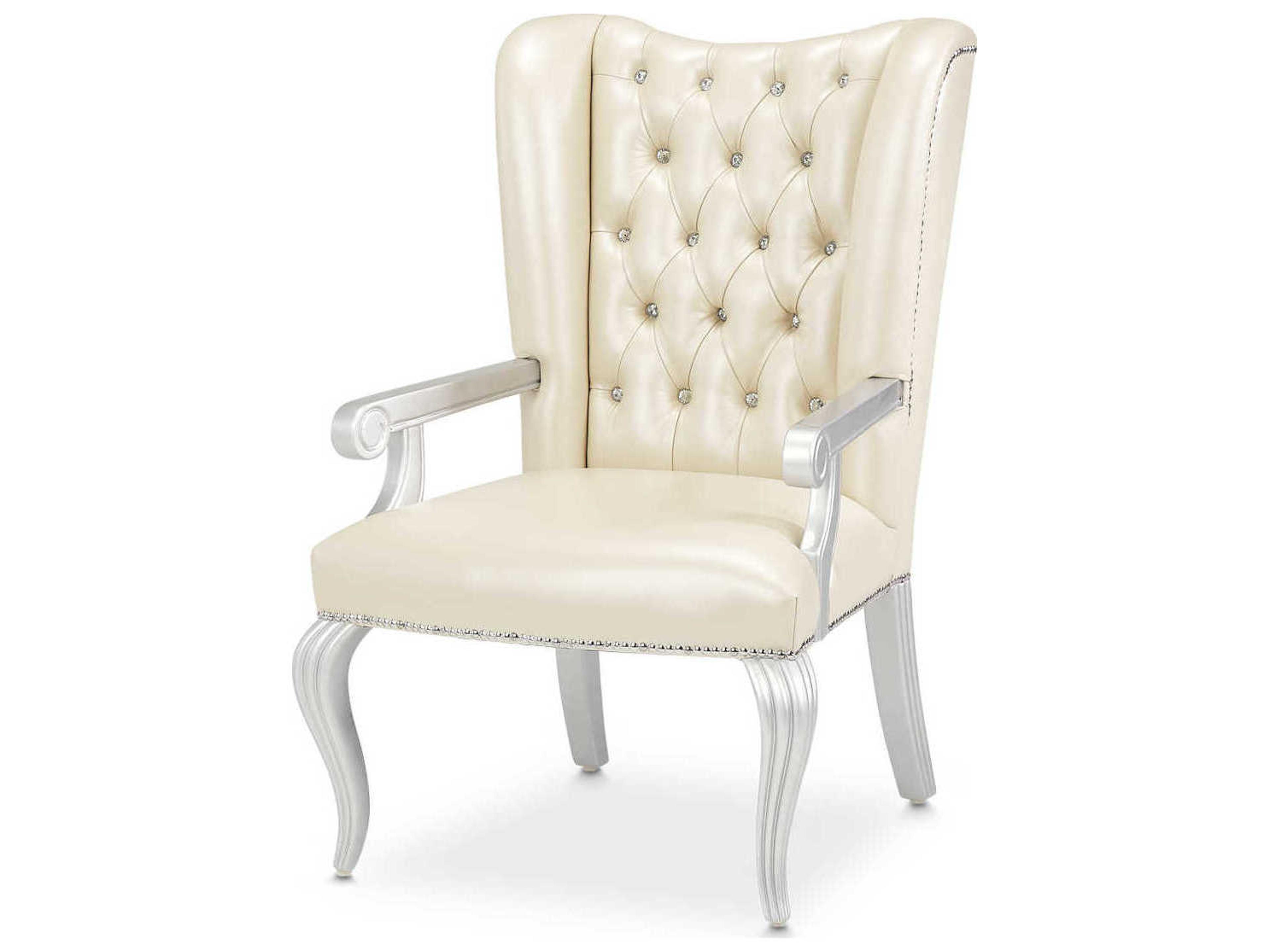 Gilded White Leather Executive Desk Chair