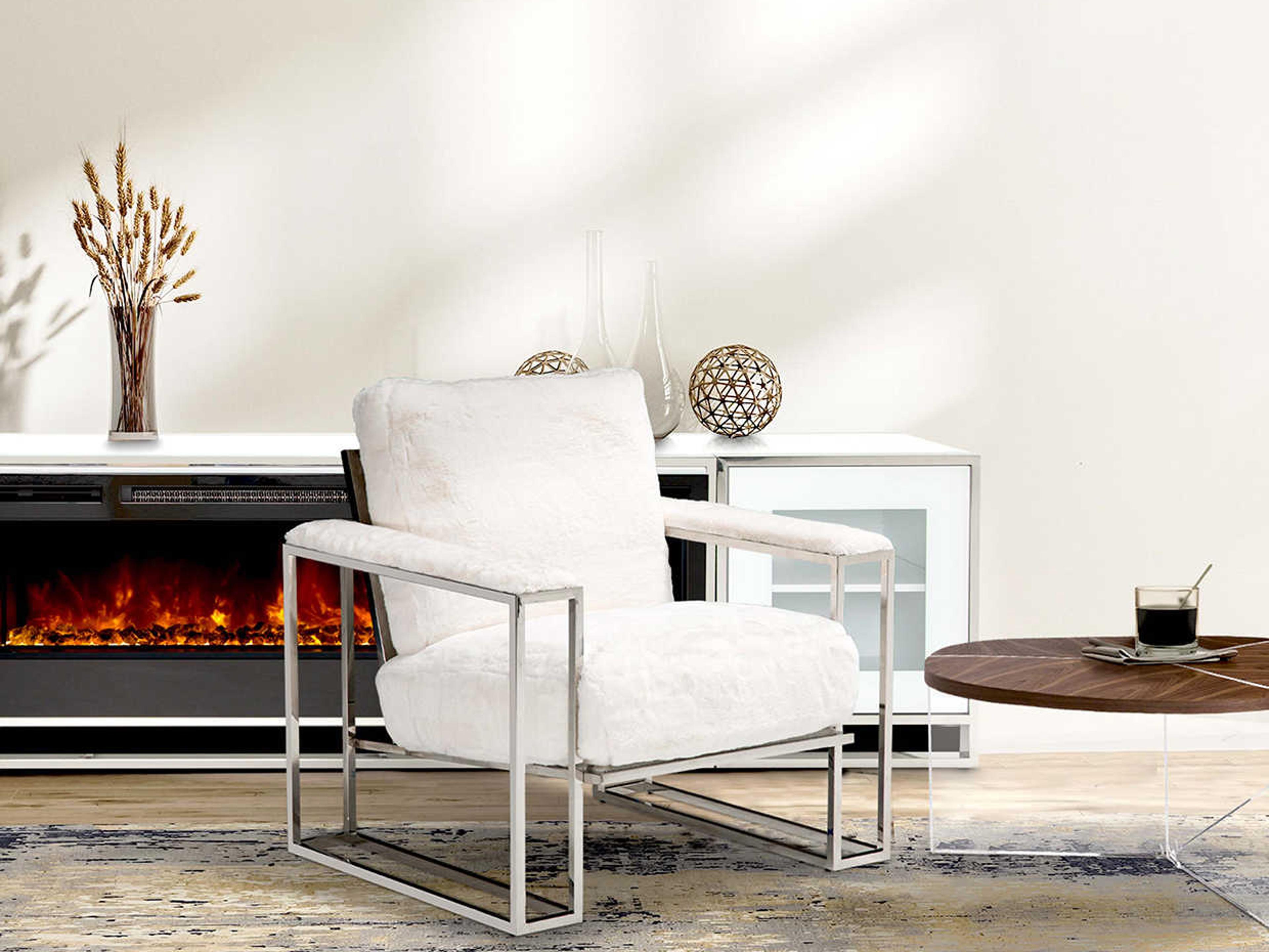 Luxecor Gilded White Fabric Accent Chair