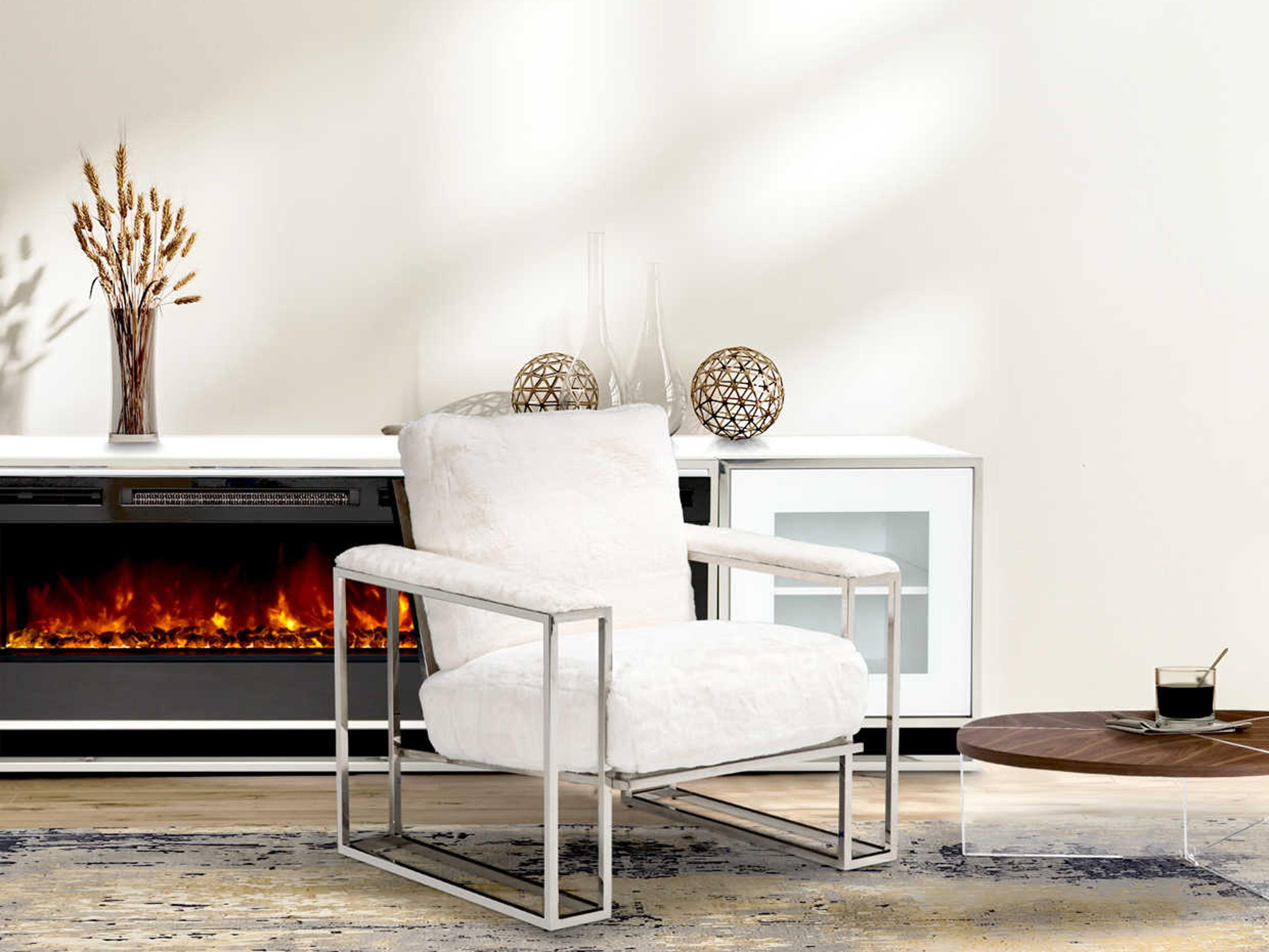 Luxecor Gilded White Fabric Accent Chair