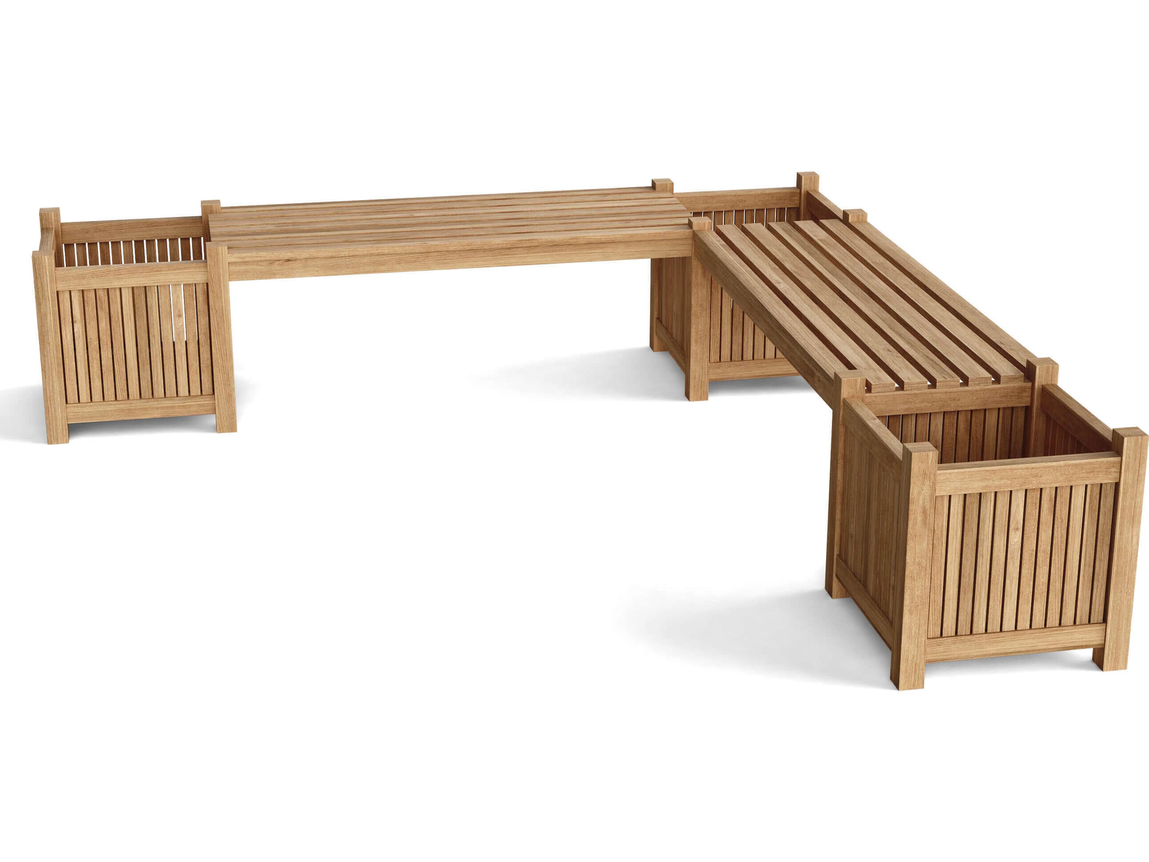 Anderson Teak Planter Outdoor Bench Set