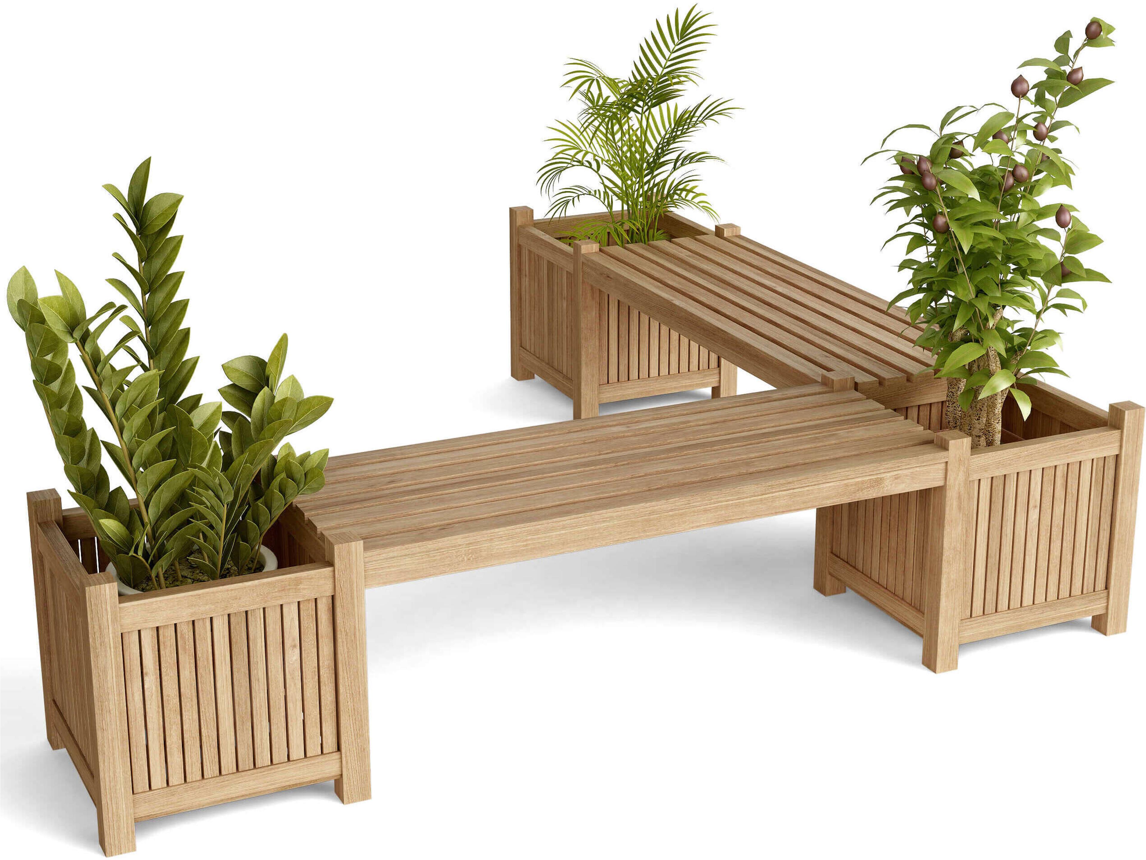 Anderson Teak Planter Outdoor Bench Set