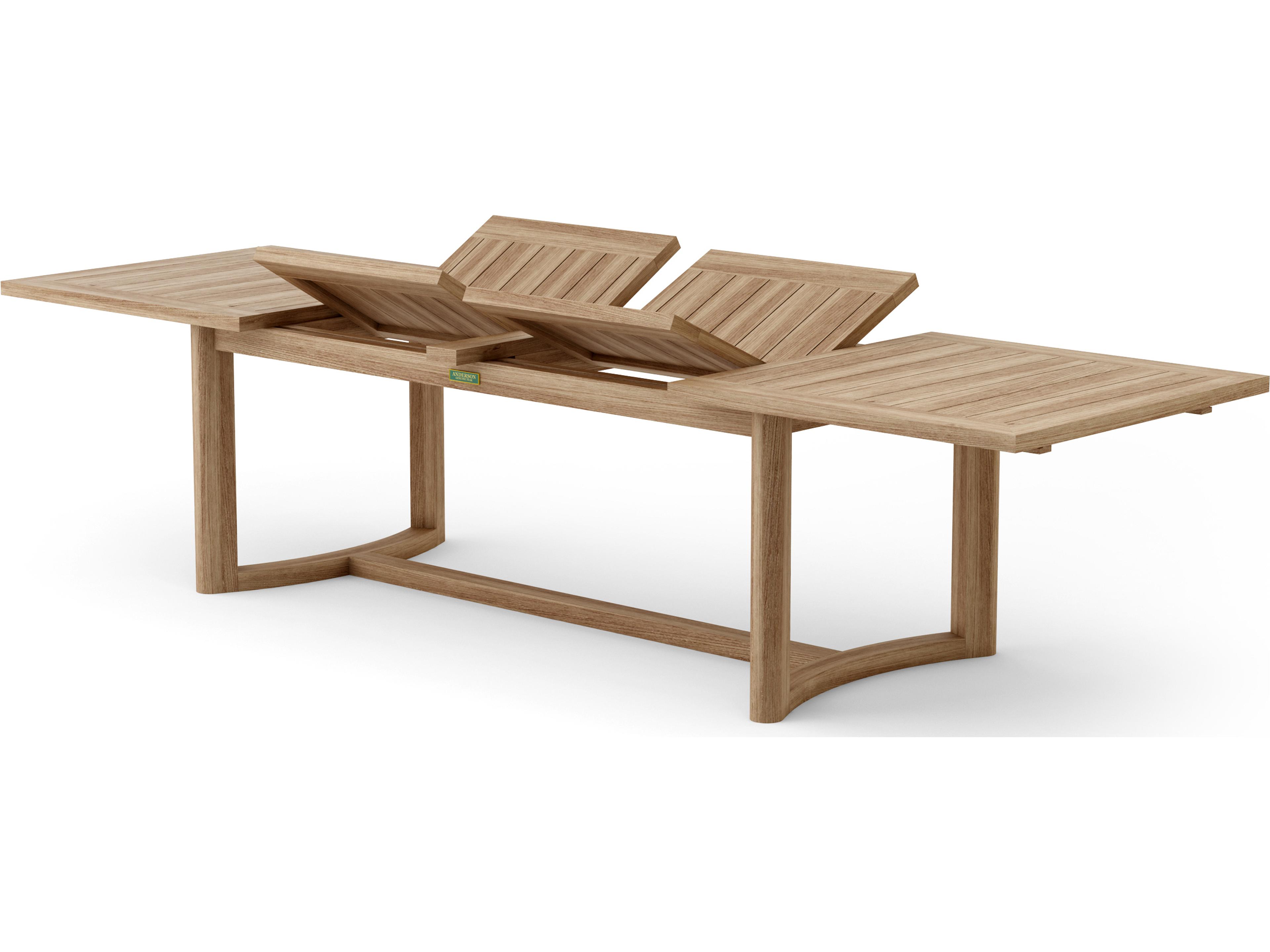 Anderson Teak Coronado Natural Rectangular Extendable Table with Umbrella Hole