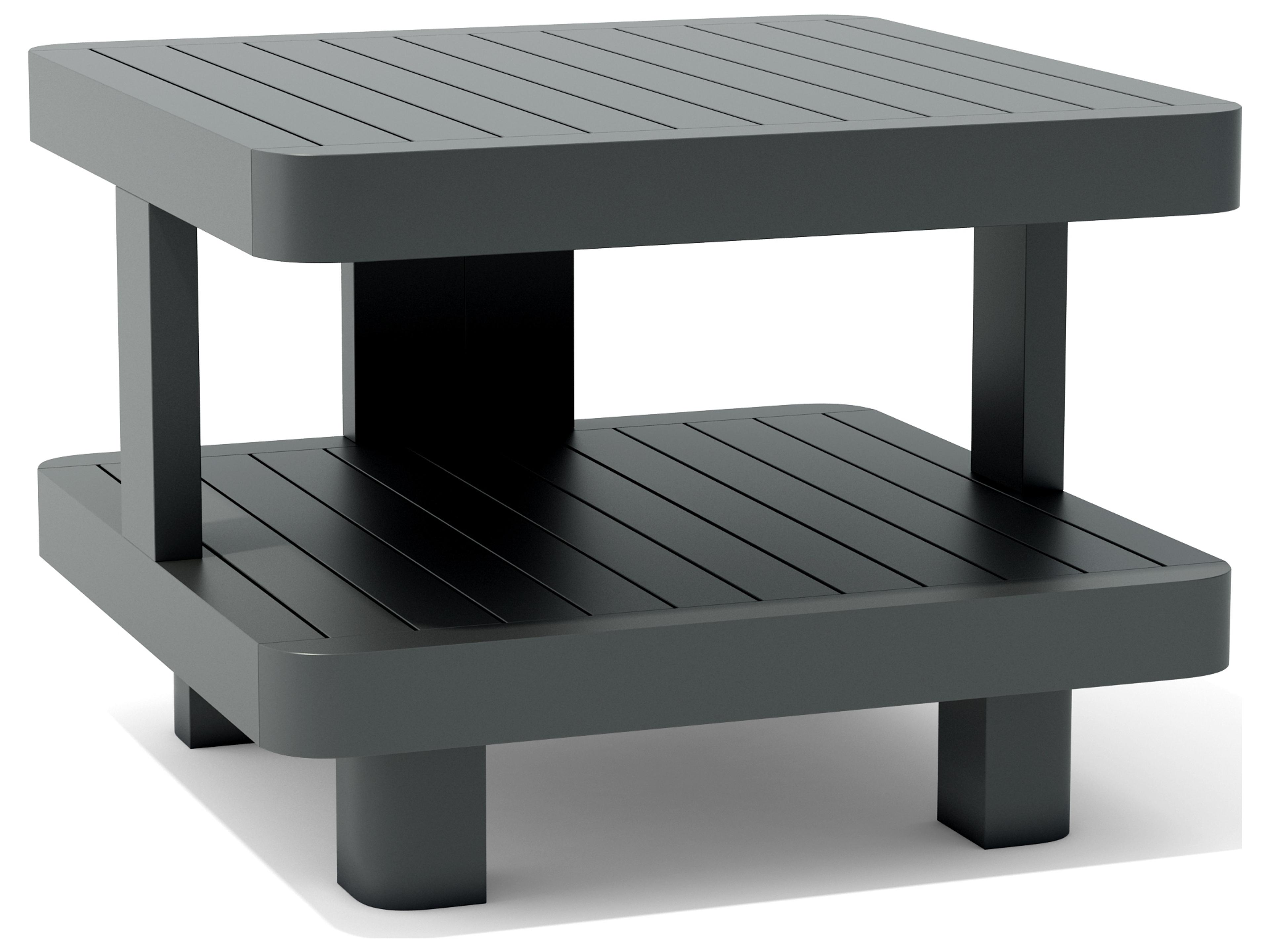 Granada Aluminum Dark Grey Square Patio End Table